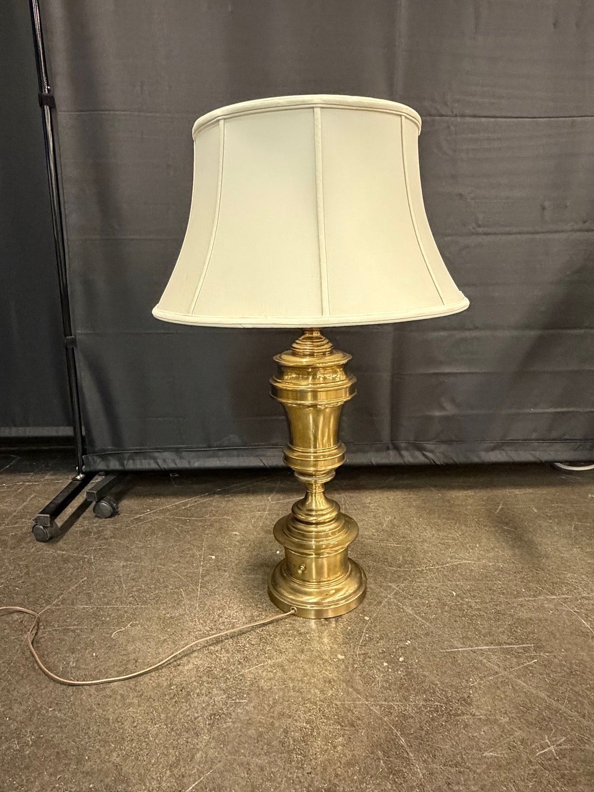 Stiffel Traditional Brass Urn Style Table Lamp with White Shade