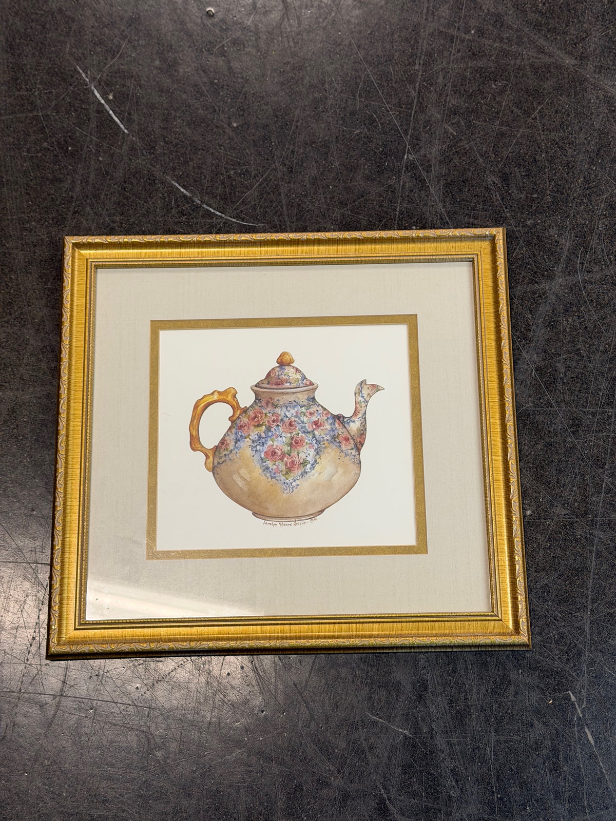 Ornate Gold-Tone Tarolyn Shores Wright Teapot Framed Print