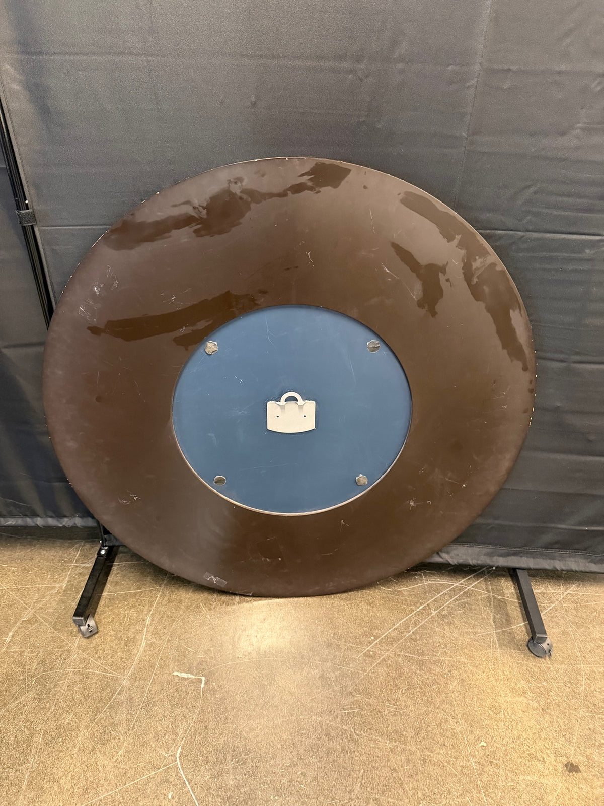 Dark Brown Round Mirror with Concentric Design