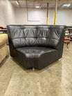 Black Tufted Leather Corner Sectional Couch