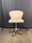 Beige Upholstered Swivel Office Chair with Chrome Base