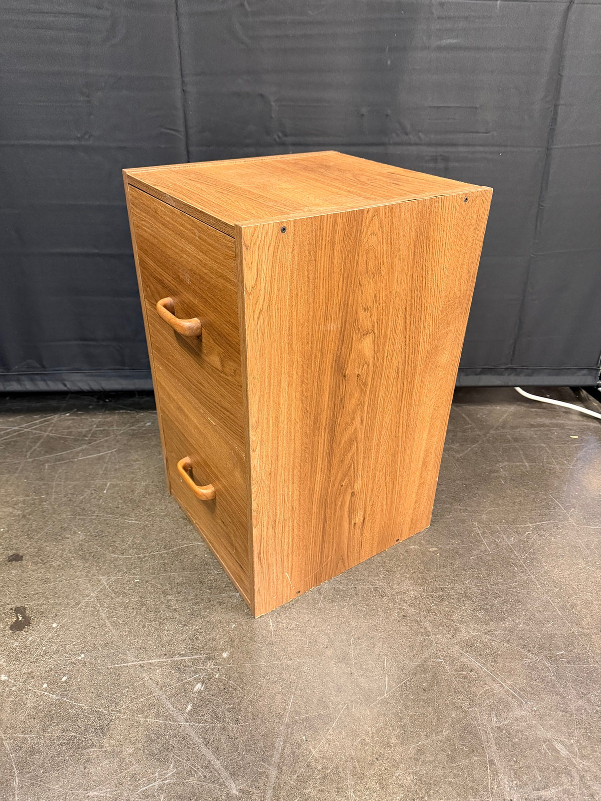 Simple Two-Drawer Nightstand in Light Wood