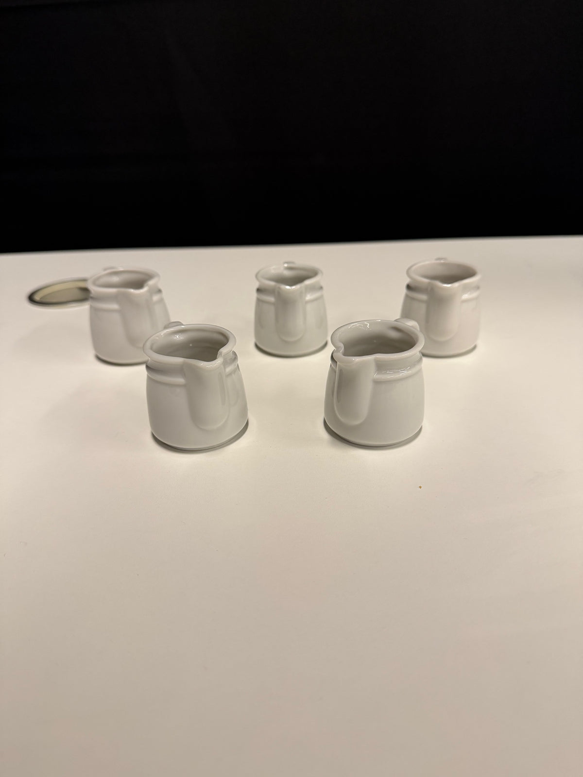 Set of Five Pier 1 Imports White Ceramic Creamers