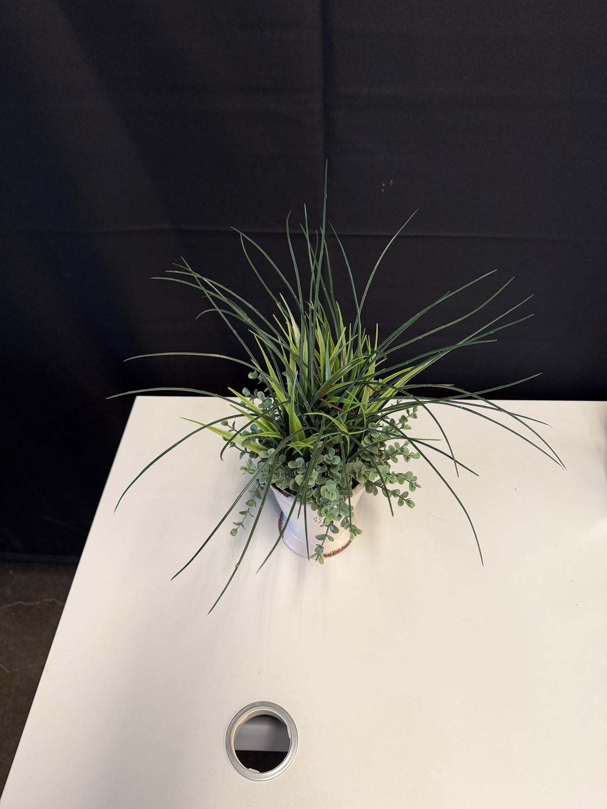 Distressed White Ceramic Artificial Plant with Mixed Greenery