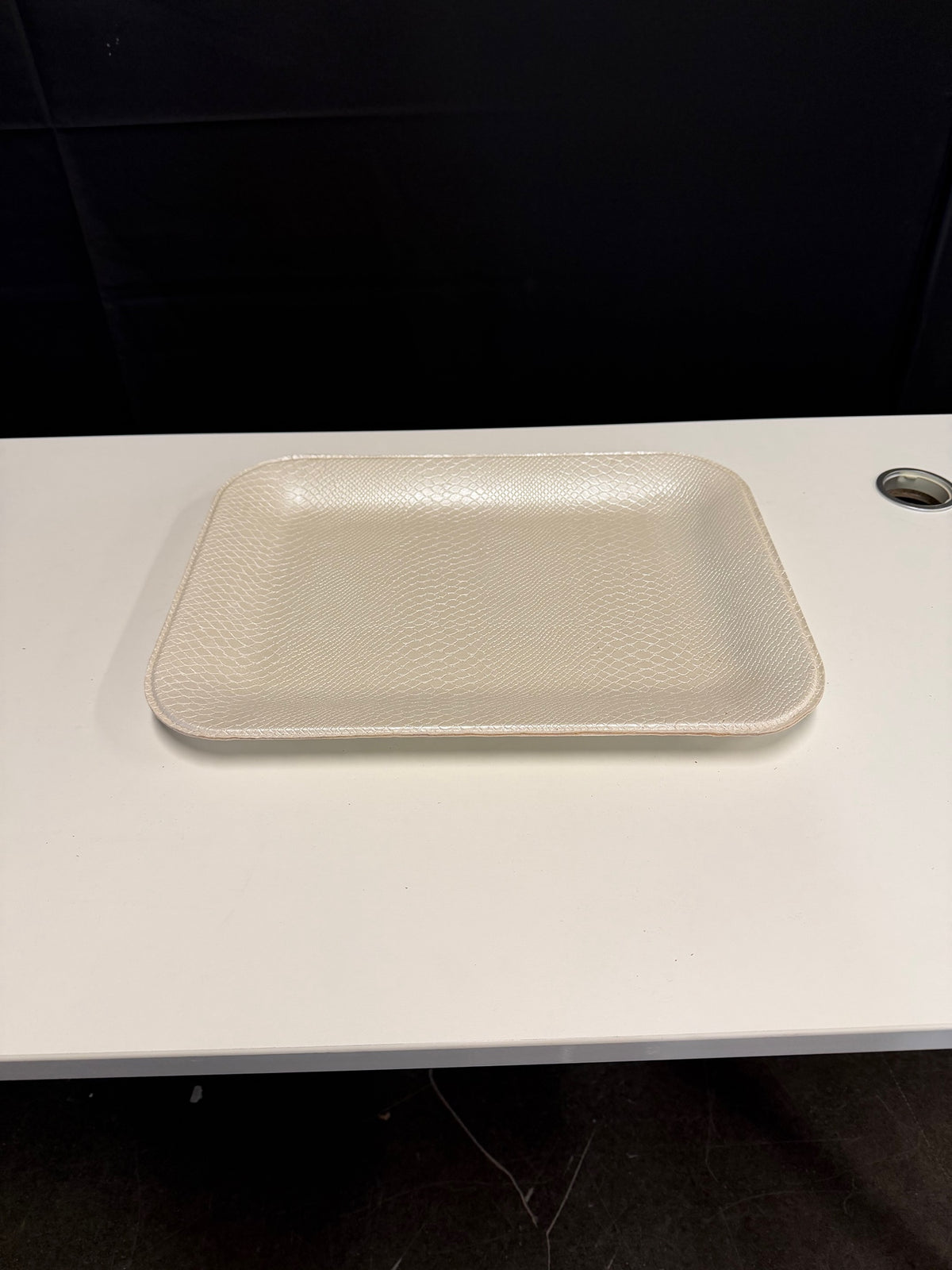 Beige Textured Rectangular Serving Tray
