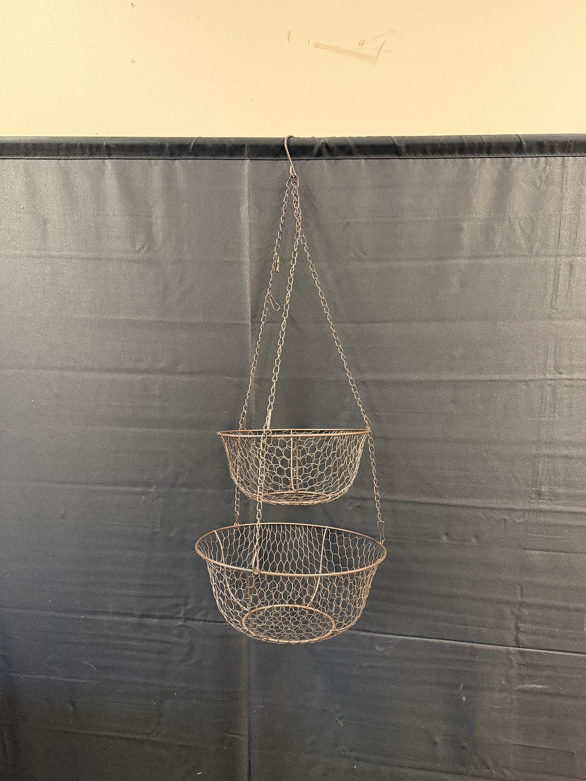 Rustic Two-Tier Wire Hanging Basket