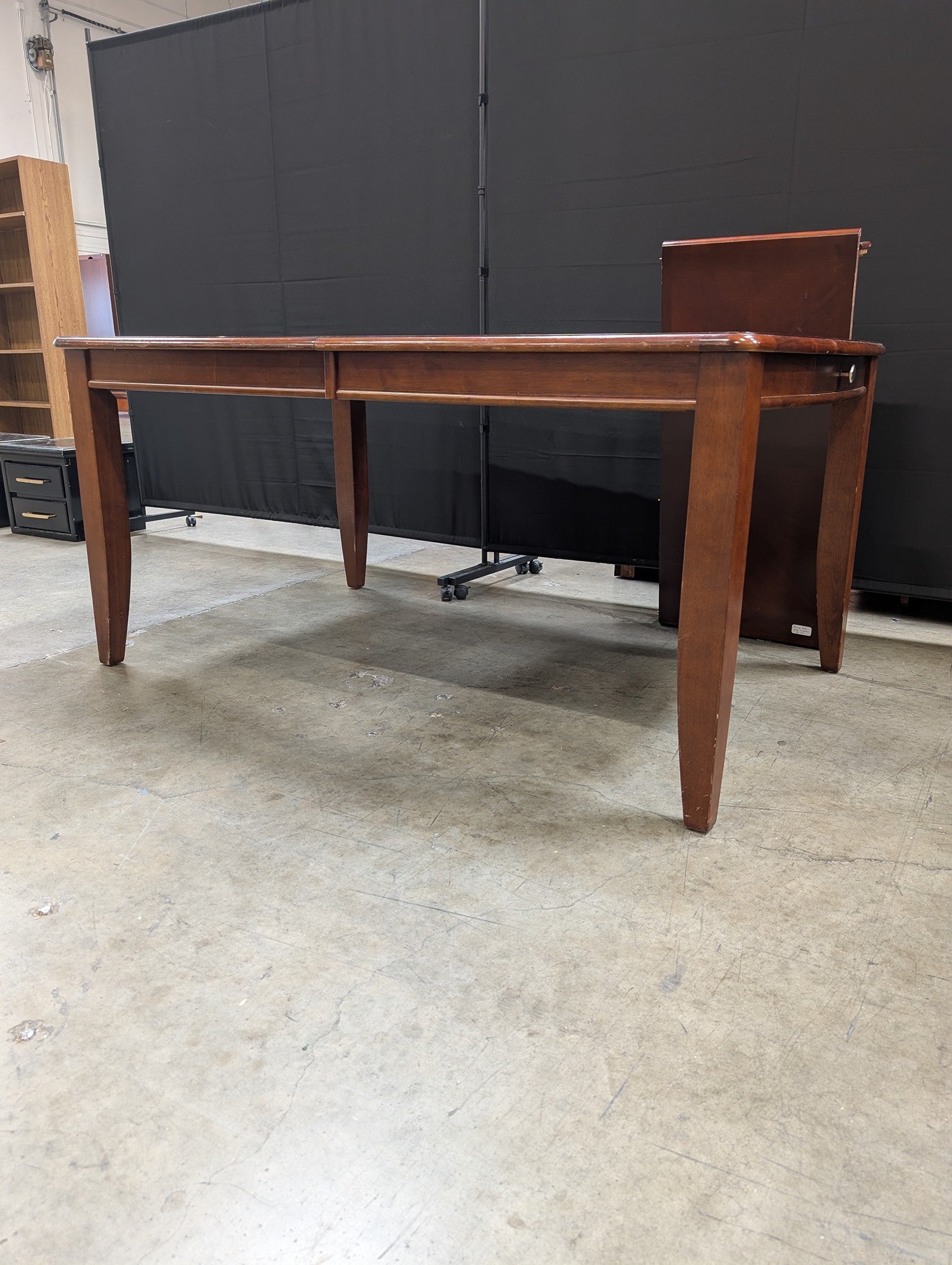 Rich Brown Wood Console Desk with Storage Drawers