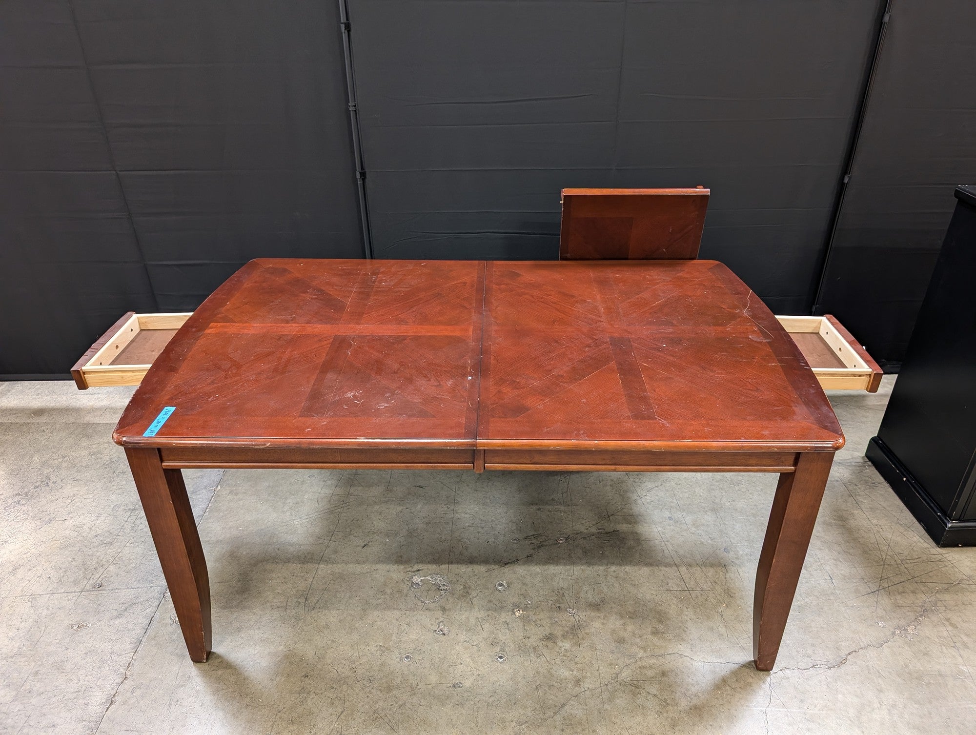 Rich Brown Wood Console Desk with Storage Drawers
