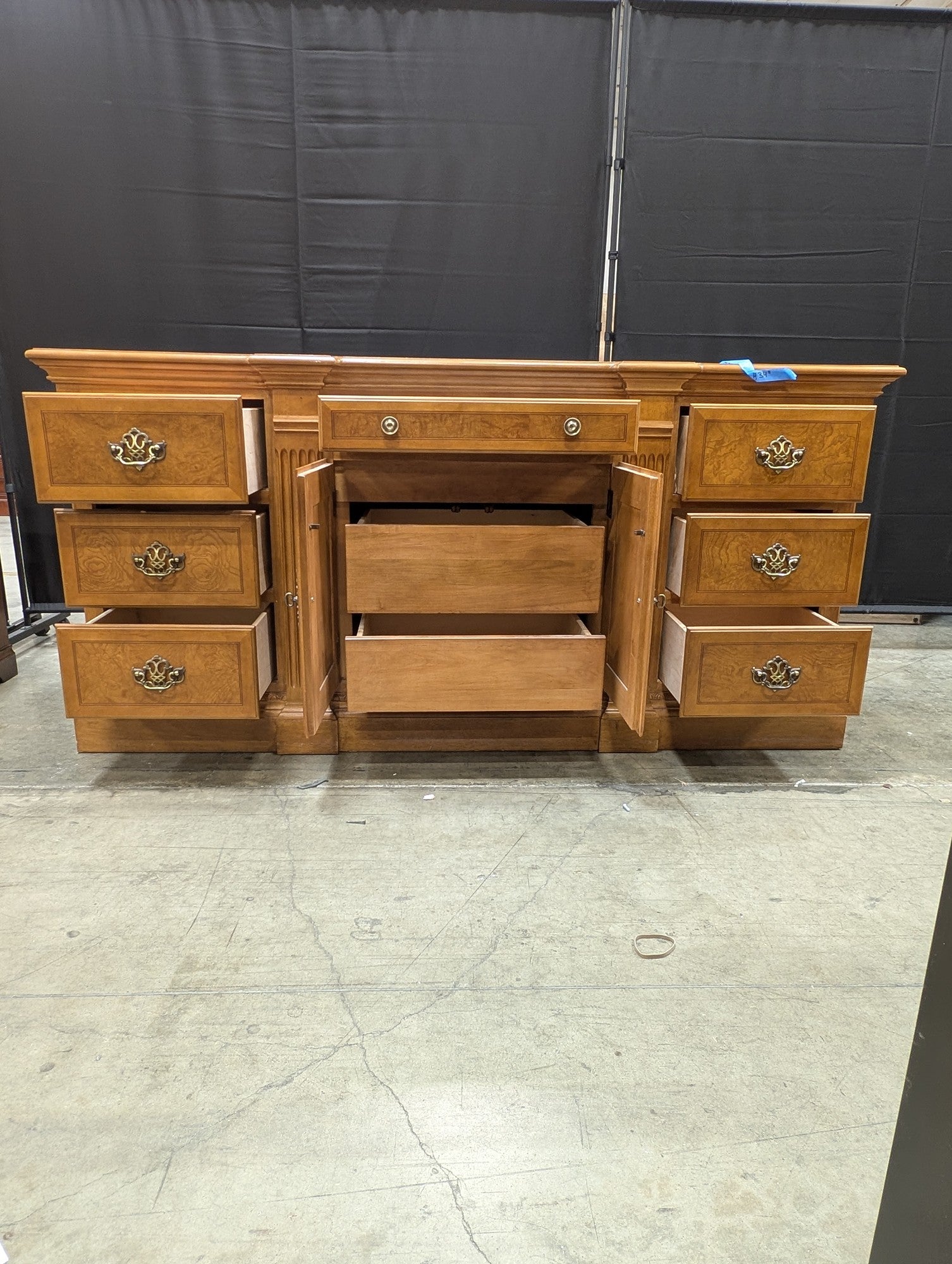 Classic Wood Credenza with Fluted Details
