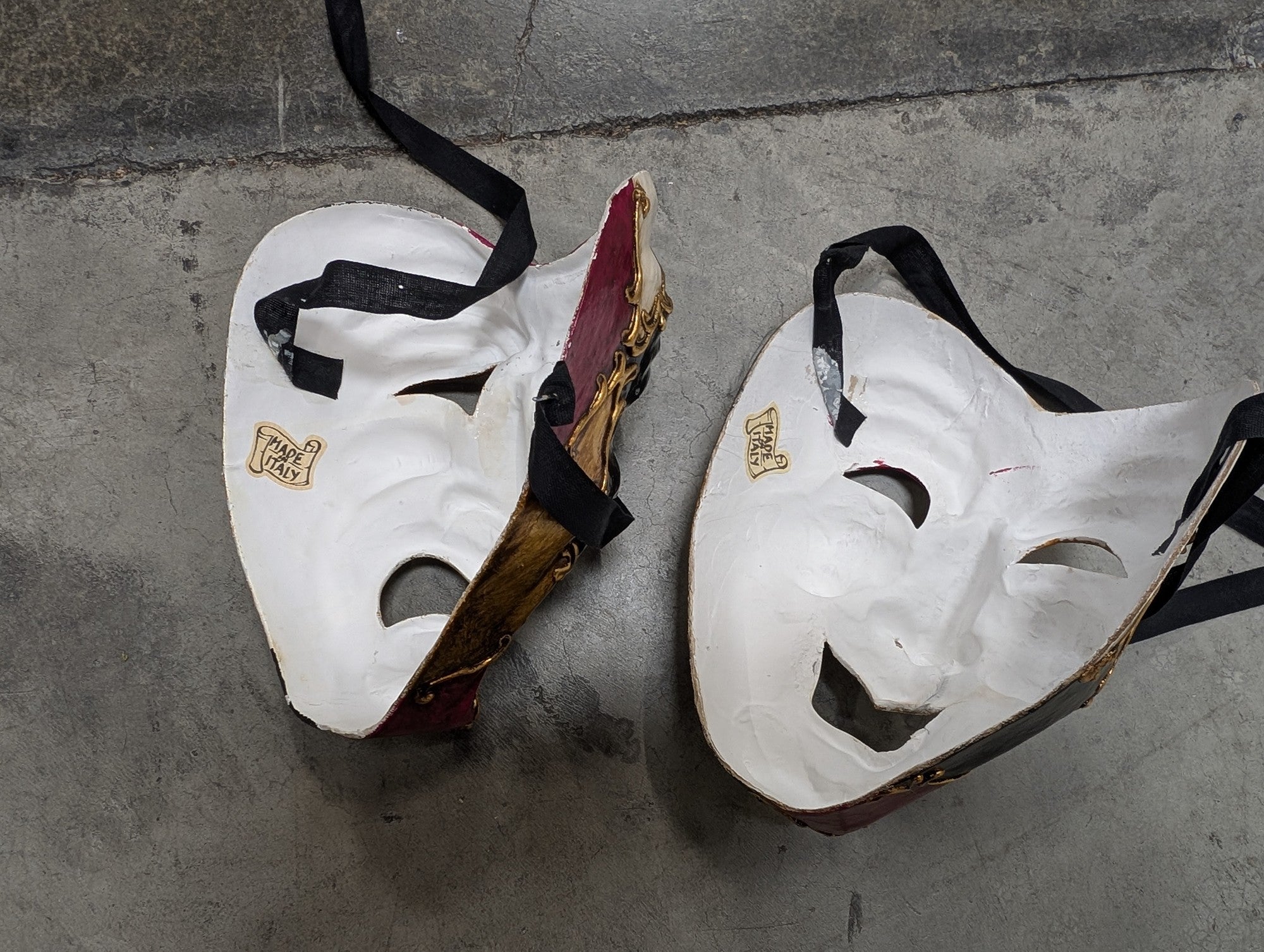 Comedy and Tragedy Theater Masks with Ribbon Ties
