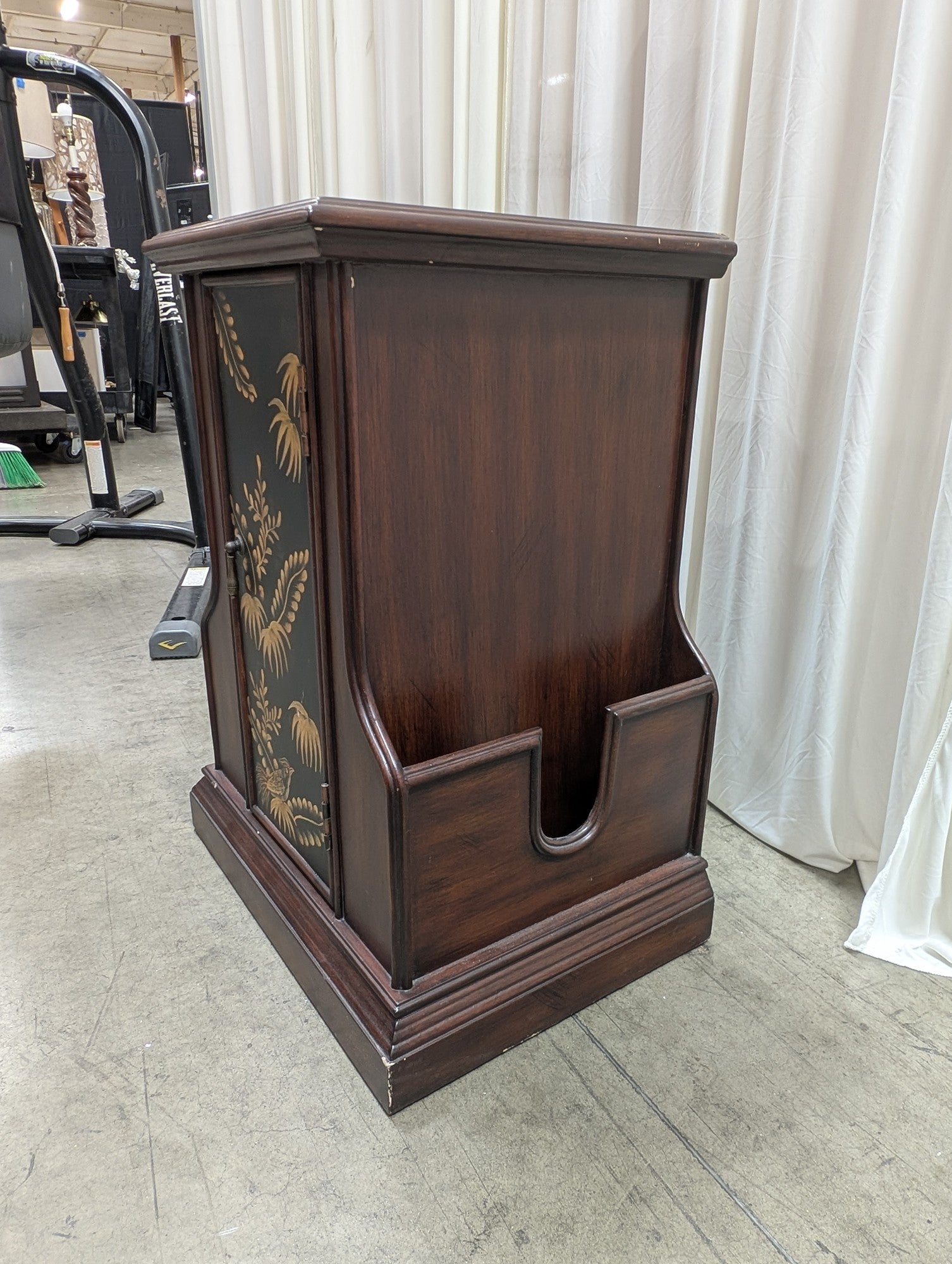 Chinoiserie Painted Wood End Table with Magazine Racks