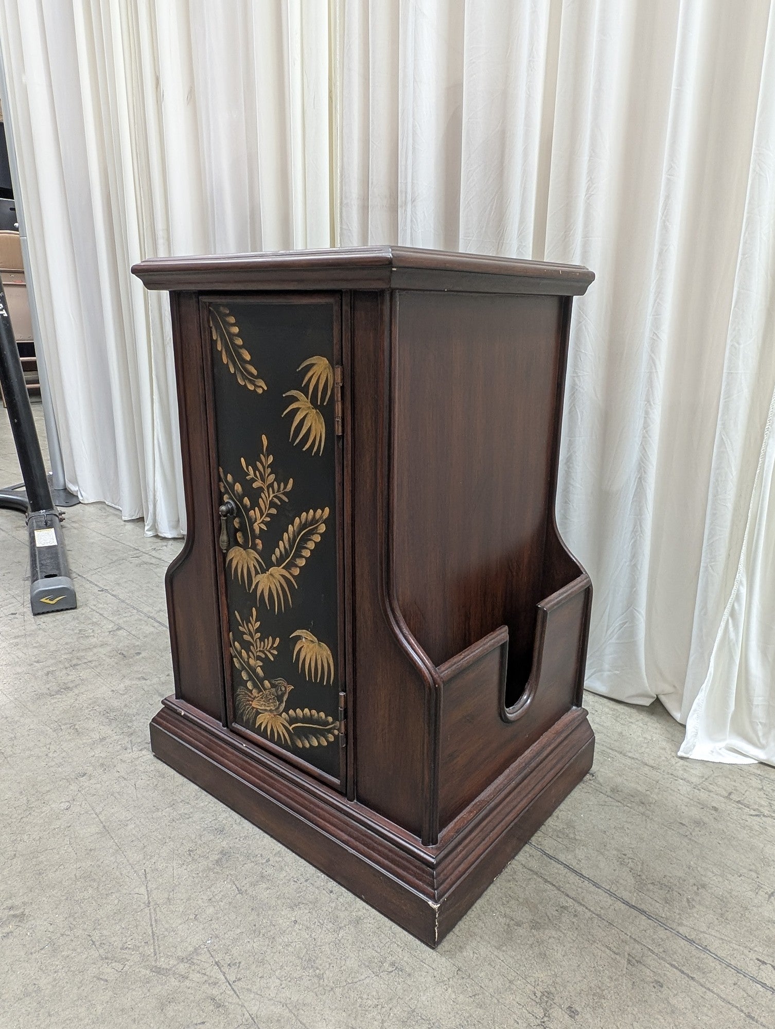 Chinoiserie Painted Wood End Table with Magazine Racks