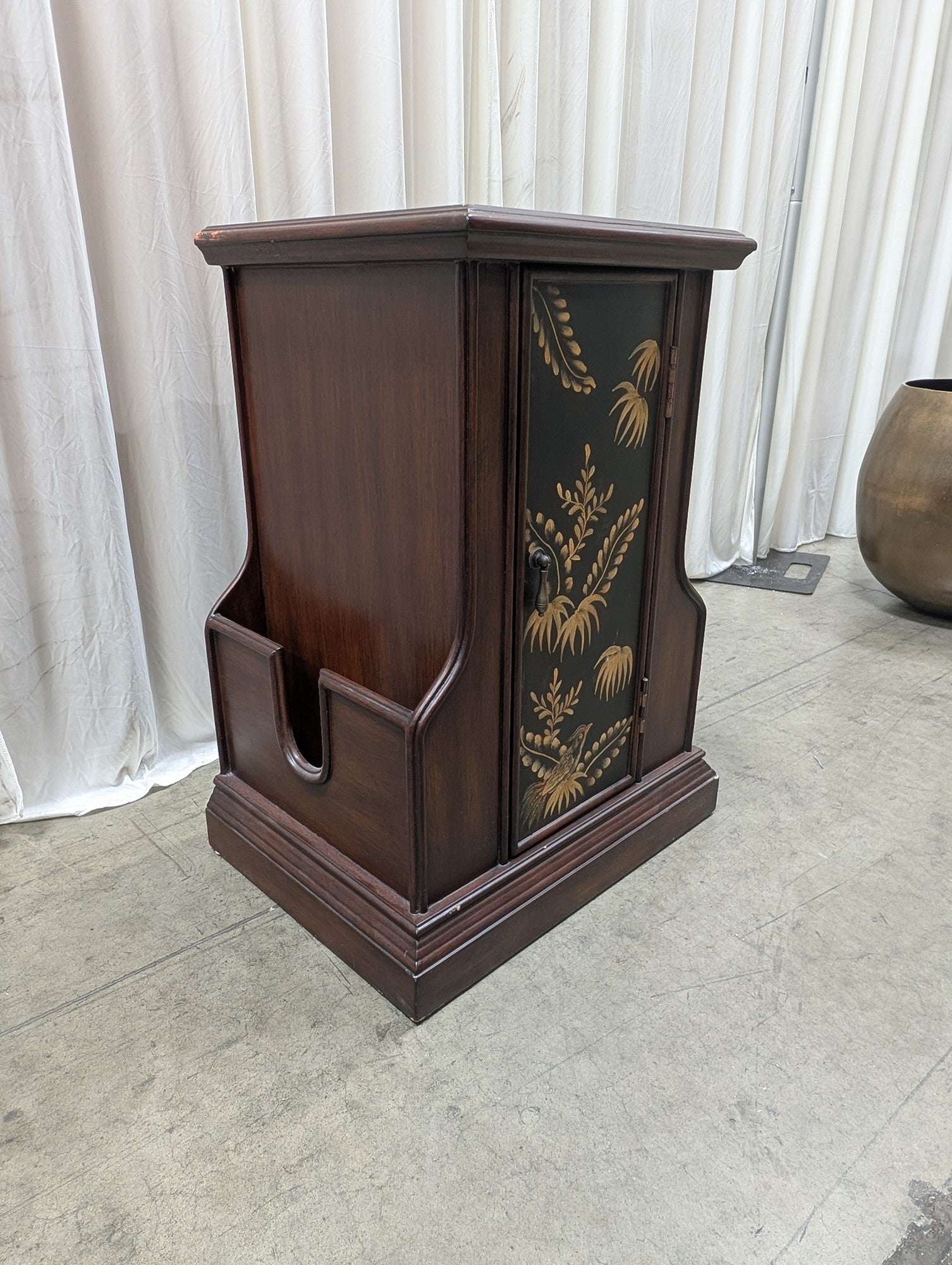 Chinoiserie Painted Wood End Table with Magazine Racks
