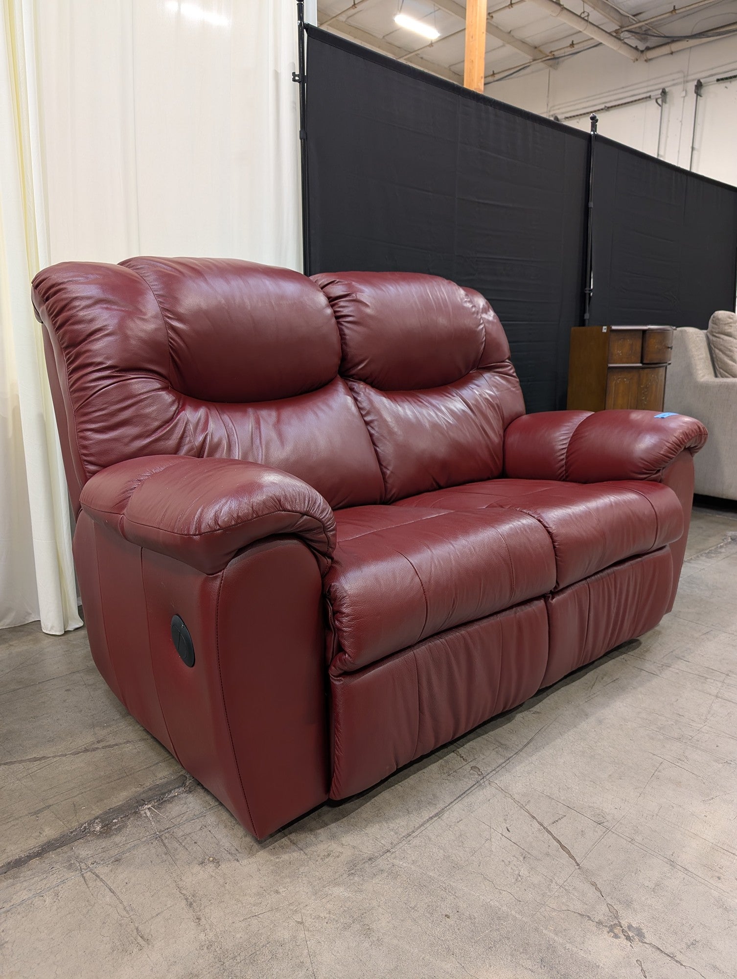 Burgundy Reclining Loveseat with Pillow Arms