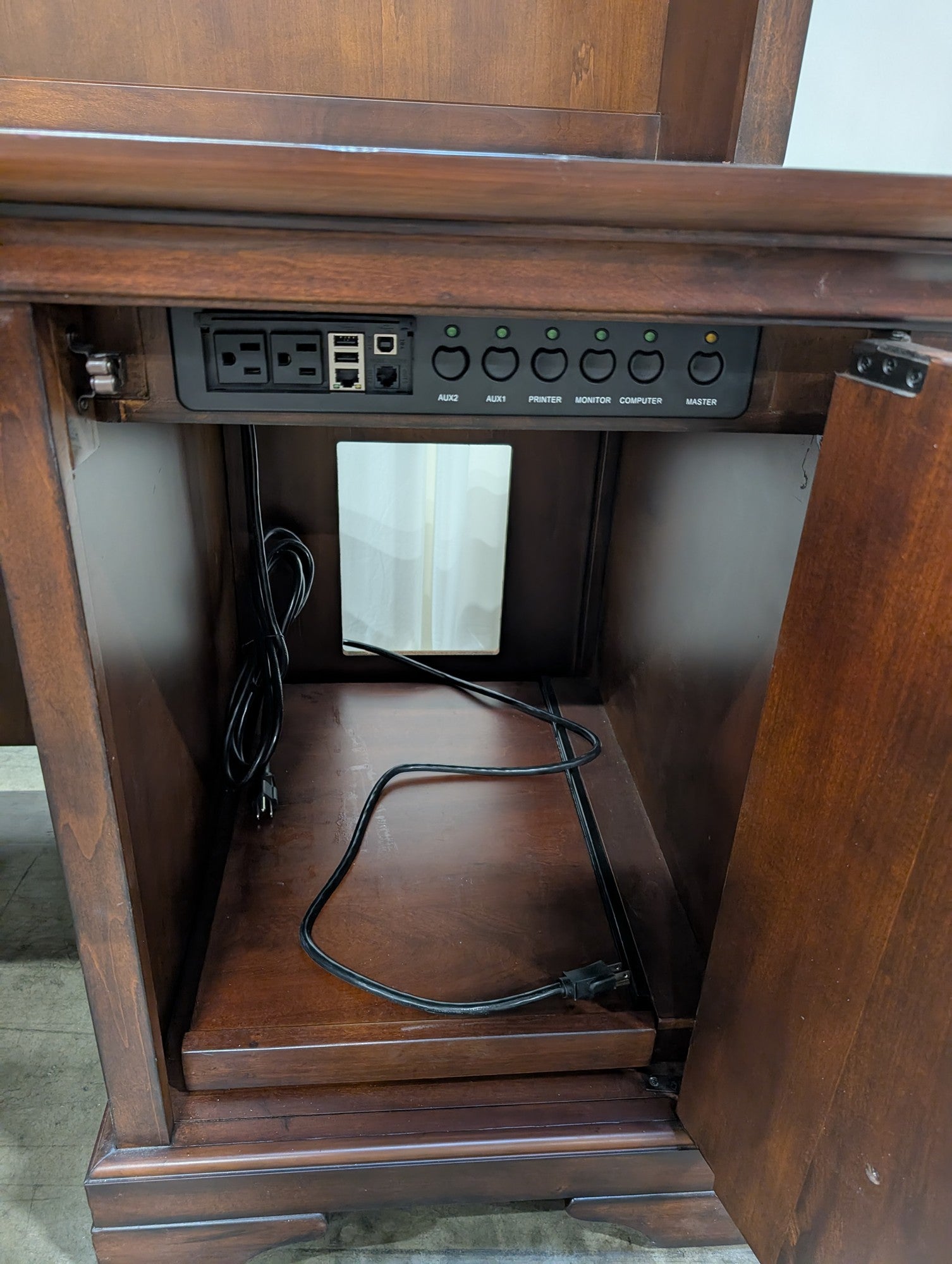 Aspenhome Brown Wood Executive Desk with Hutch