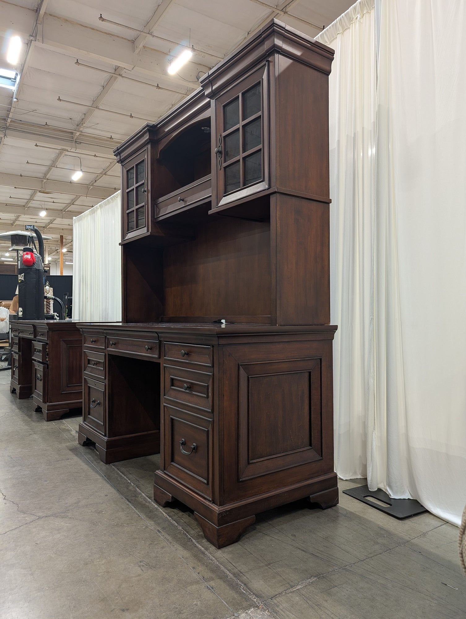 Aspenhome Brown Wood Executive Desk with Hutch