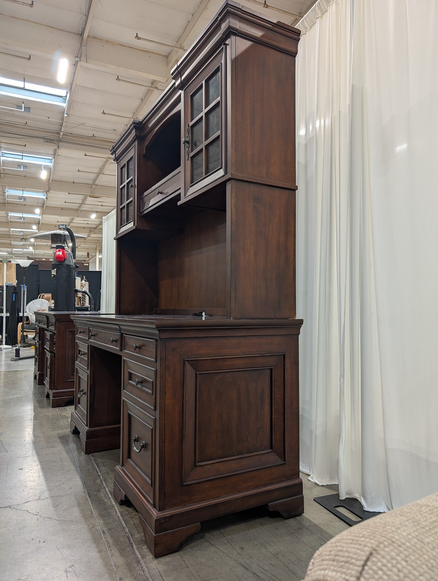 Aspenhome Brown Wood Executive Desk with Hutch