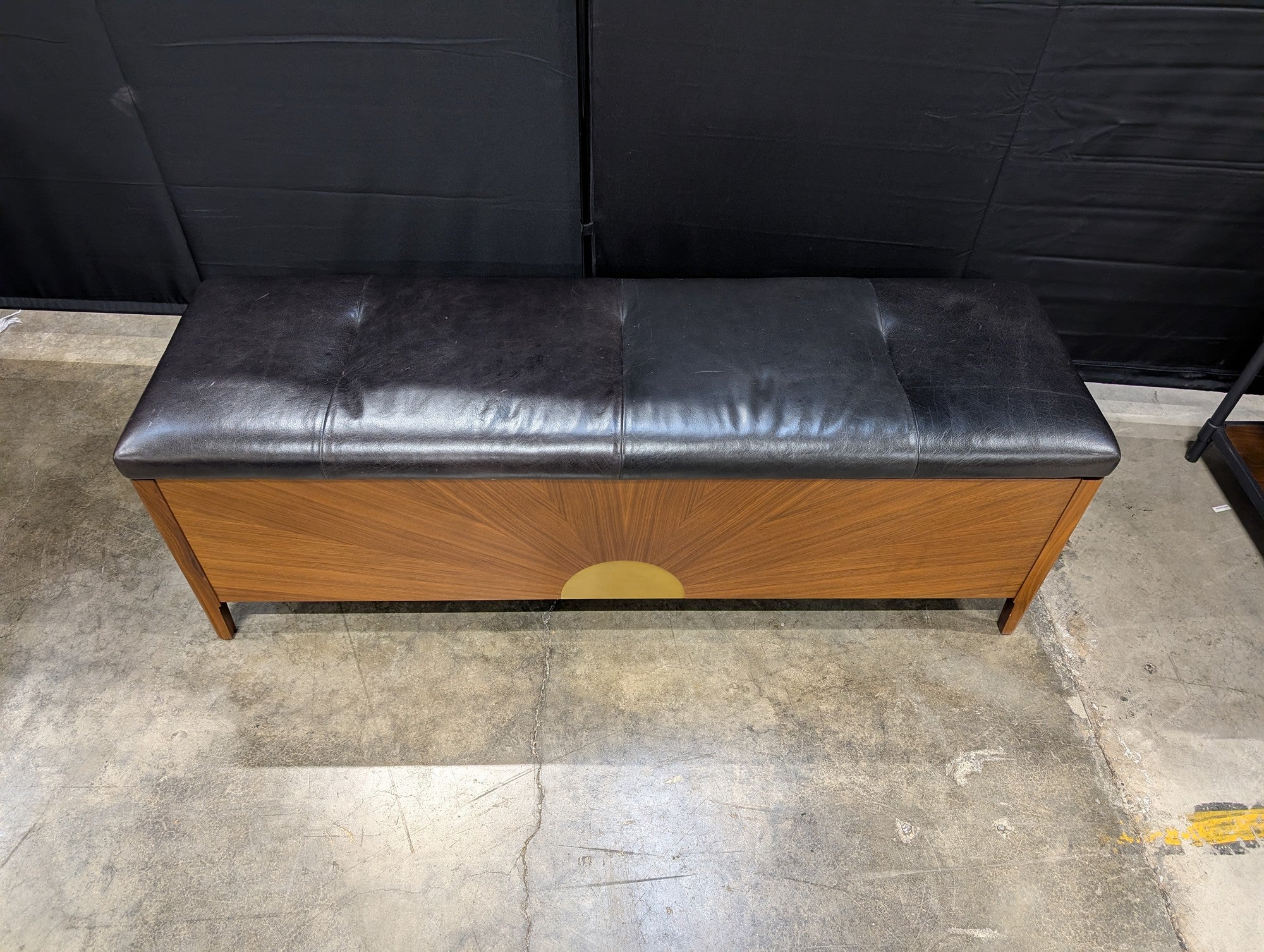 CB2 Dusk Walnut Storage Bench with Cushion