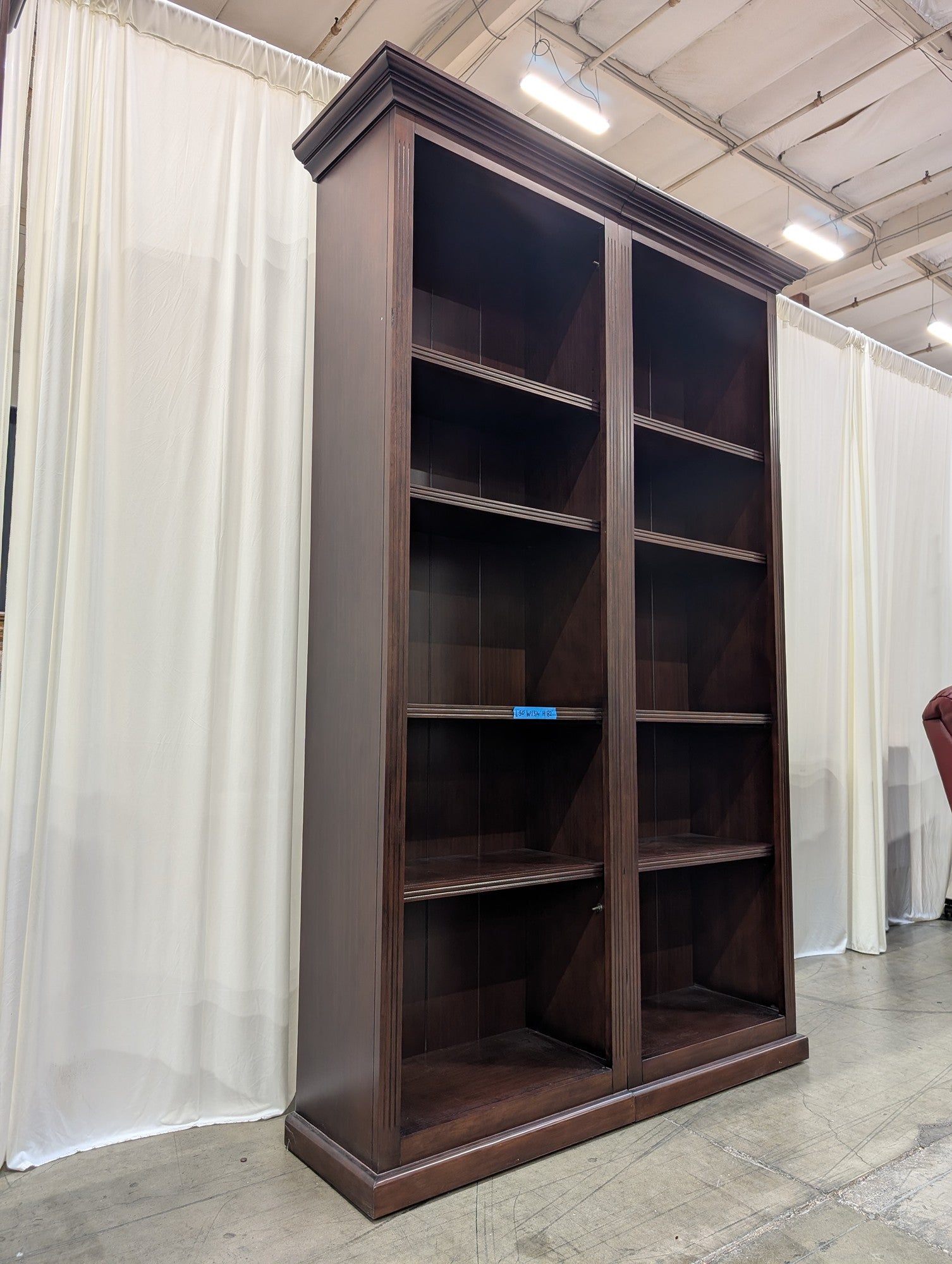 Traditional Double-Column Bookcase in Dark Wood