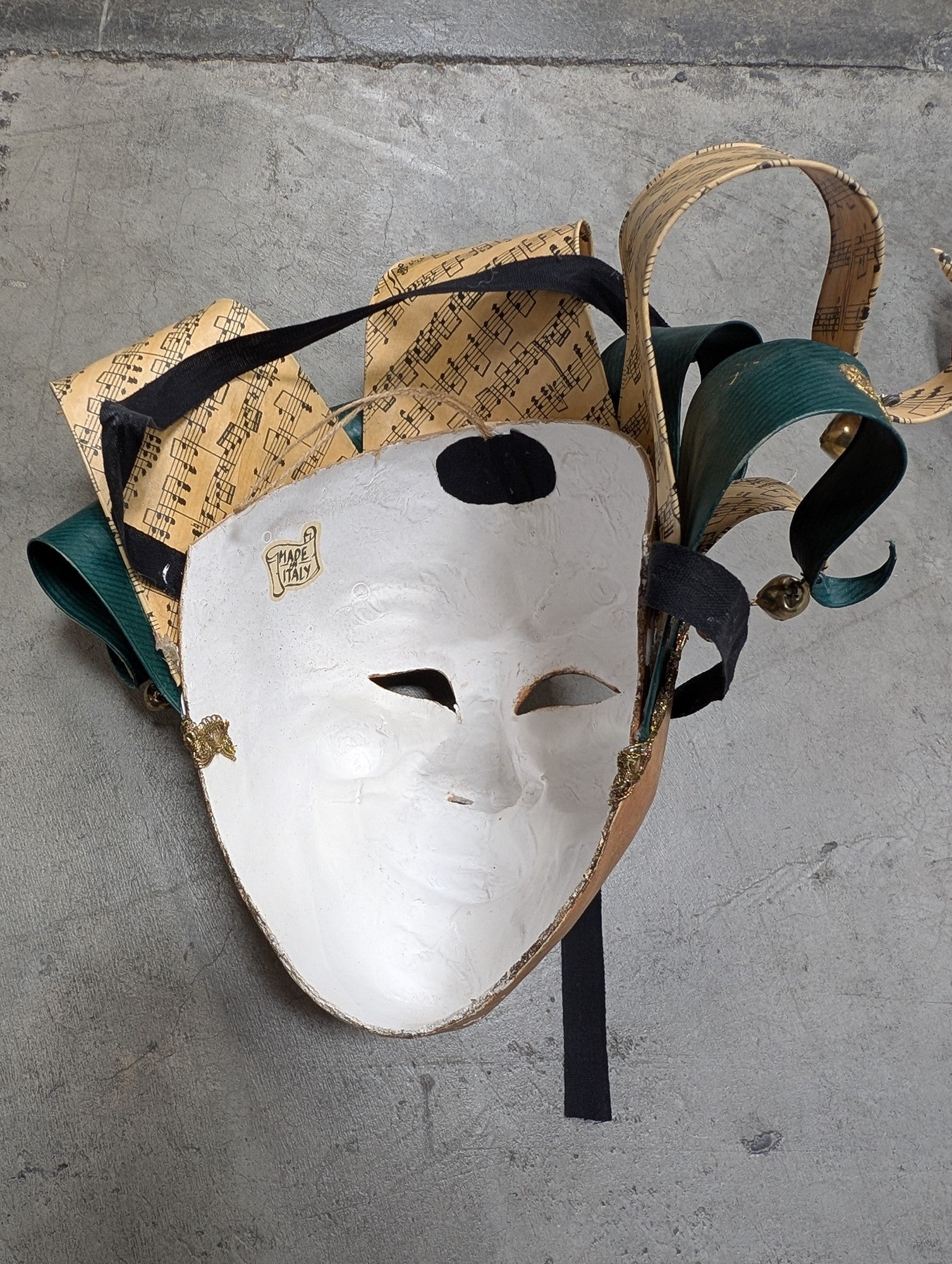 Italian Papier-Mache Jester Mask with Music Notes