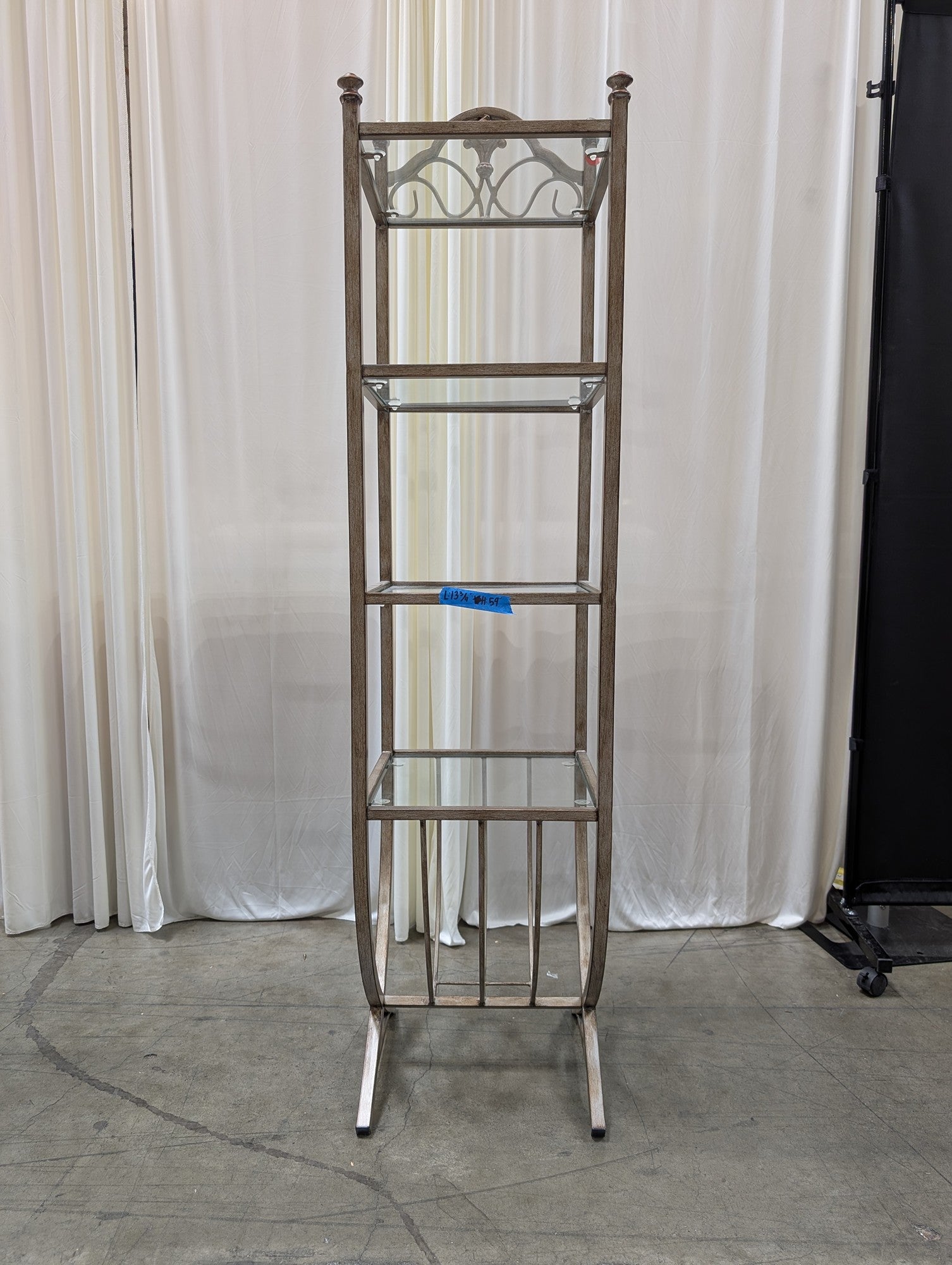 Four-Tier Metal Bookcase with Glass Shelves