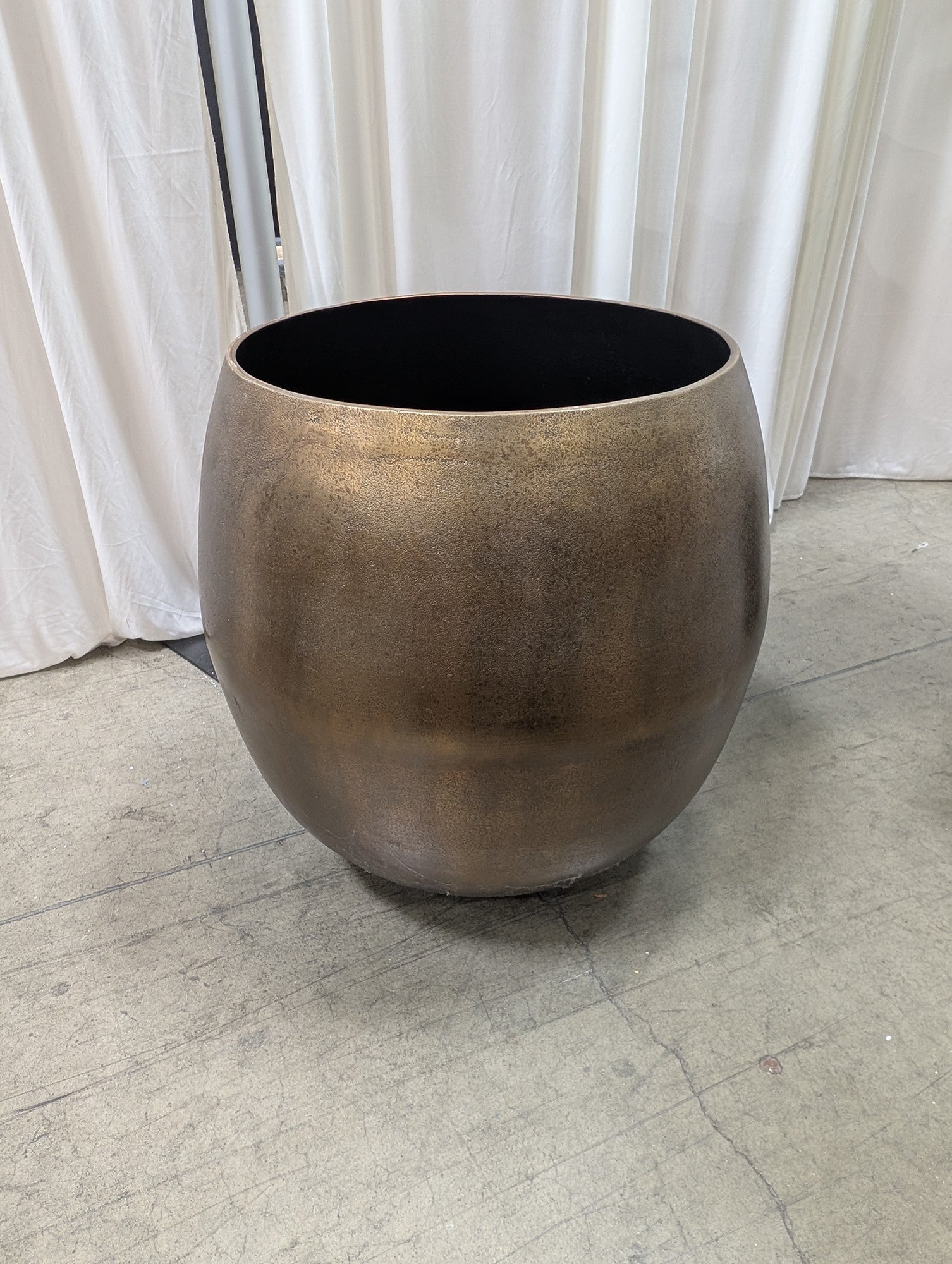 Large Rounded Metallic Garden Planter in Textured Bronze