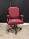 La-Z-Boy Burgundy Office Chair with Wood Base