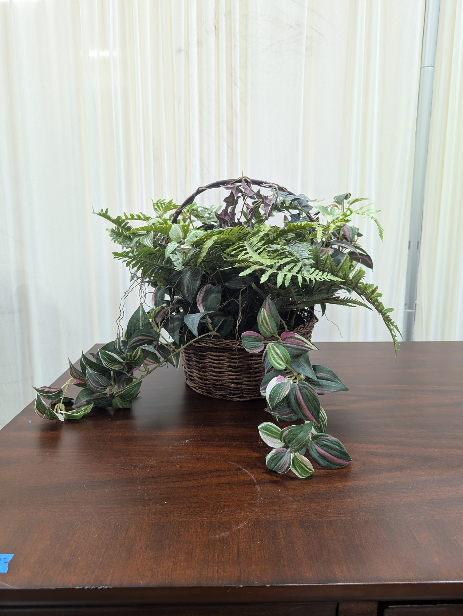 Faux Plant Arrangement in Woven Basket