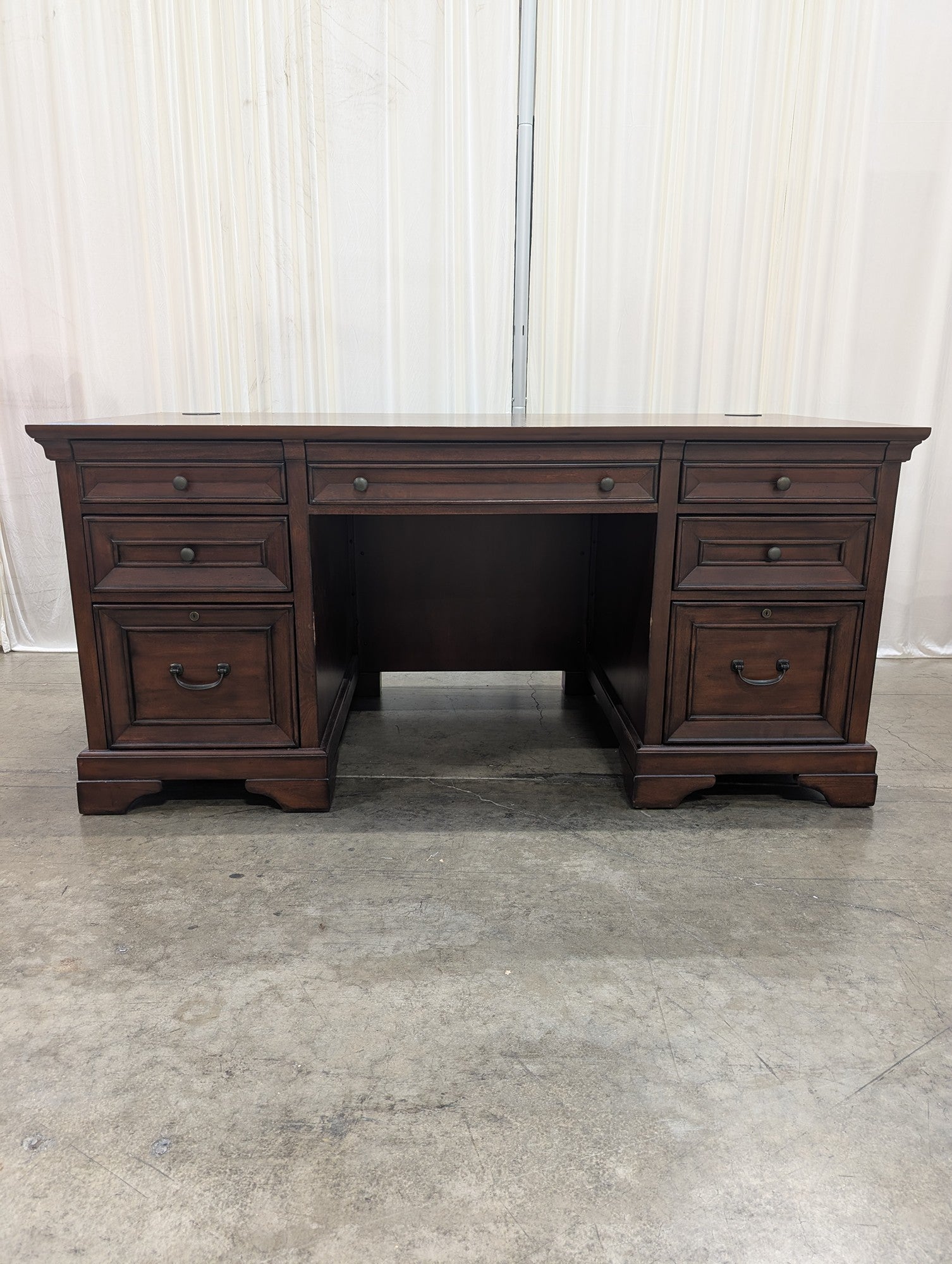 Aspenhome Double Pedestal Desk in Dark Wood