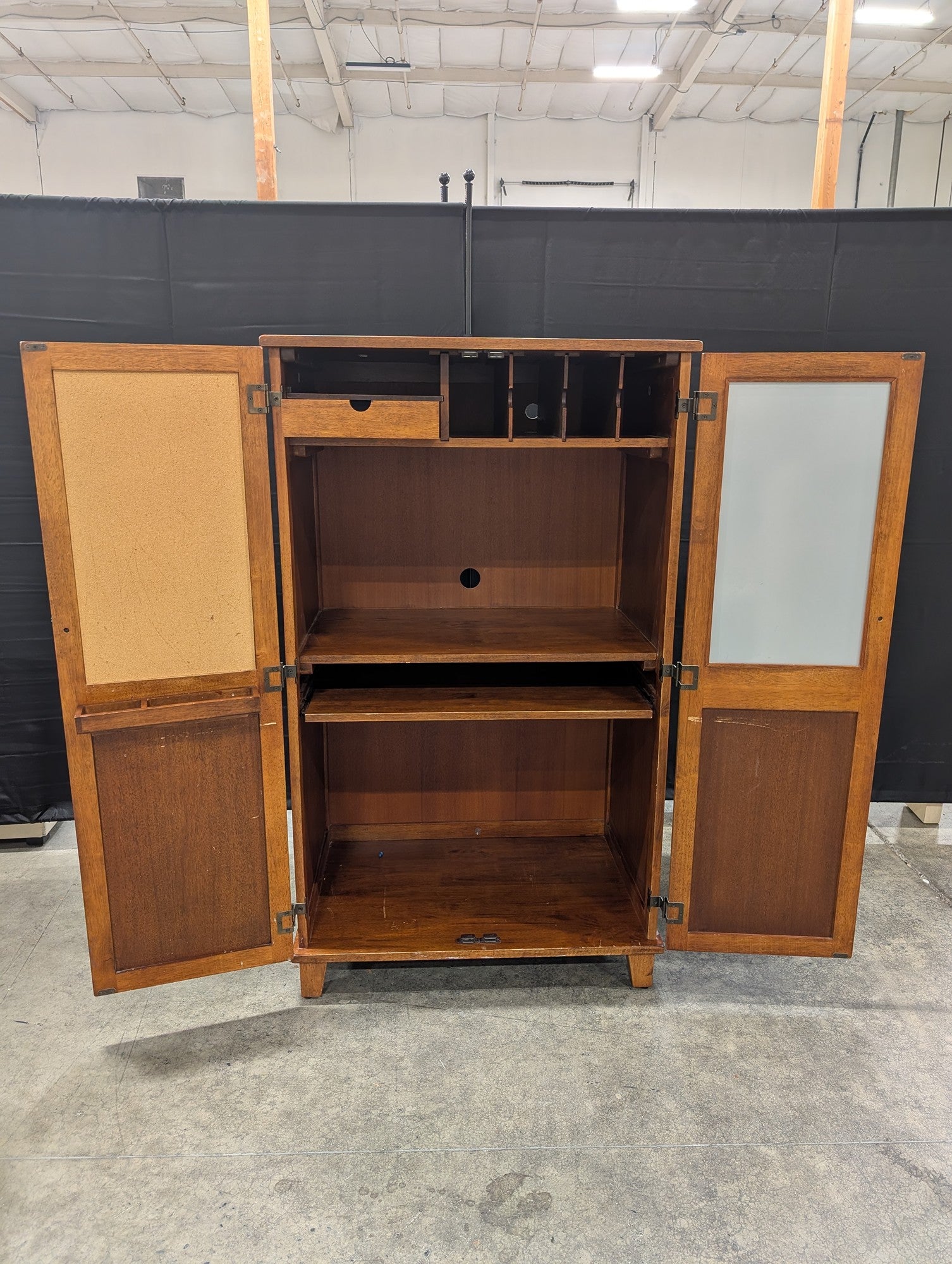 Craftsman Style Wood Armoire with Grid Doors