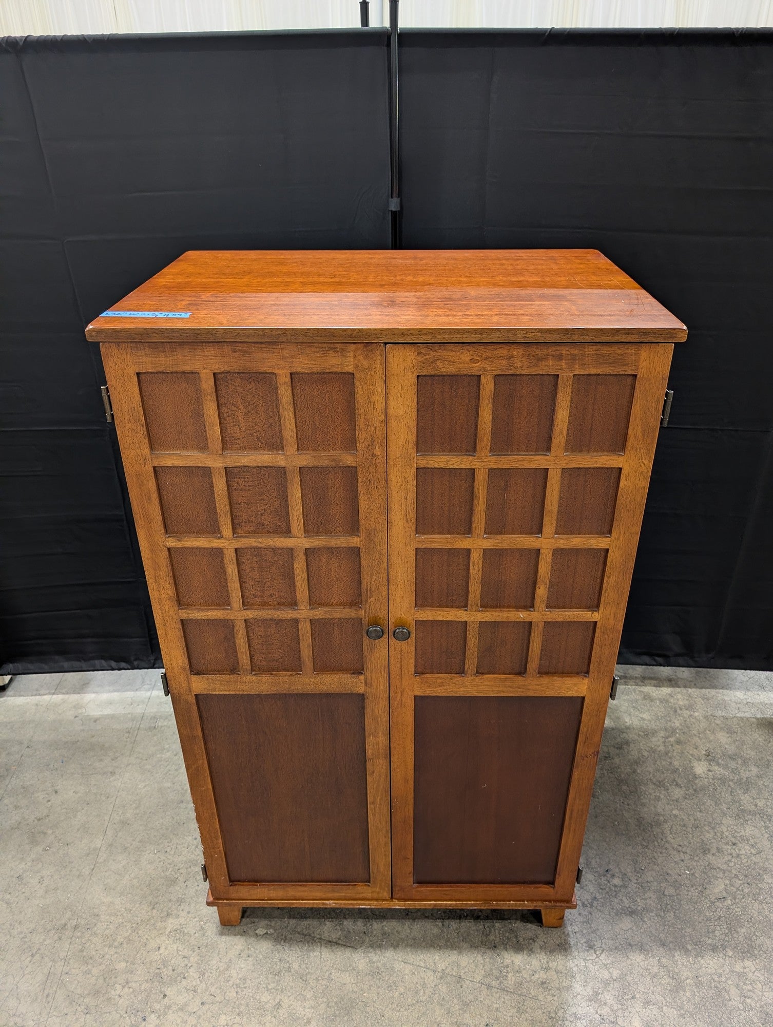 Craftsman Style Wood Armoire with Grid Doors