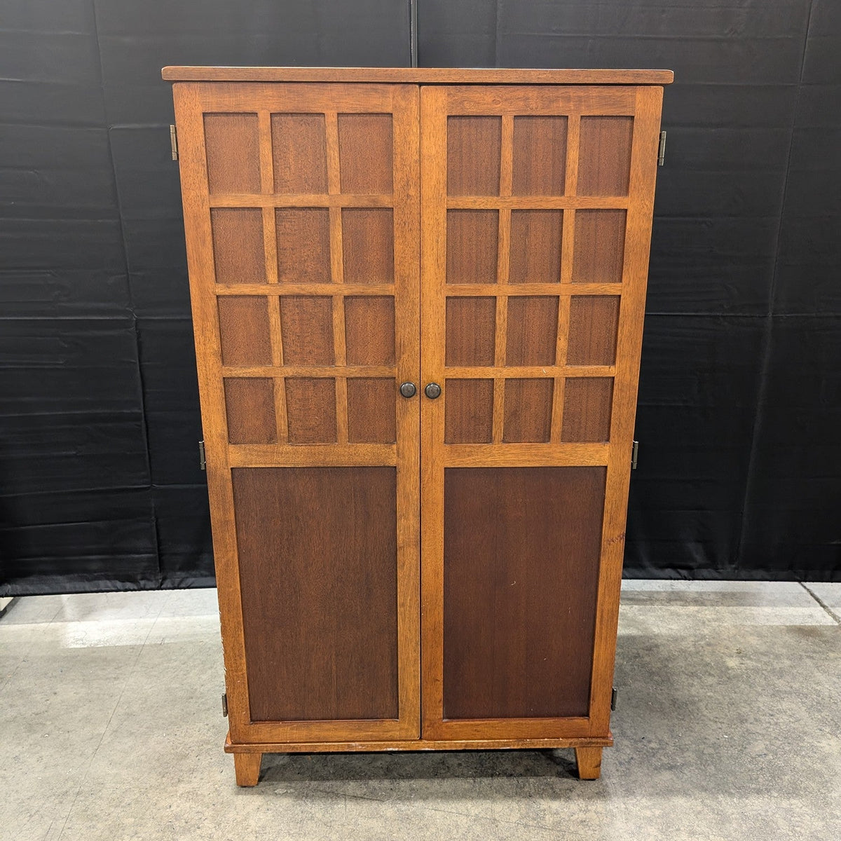 Craftsman Style Wood Armoire with Grid Doors