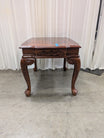 Traditional Dark Wood End Table with Carved Details