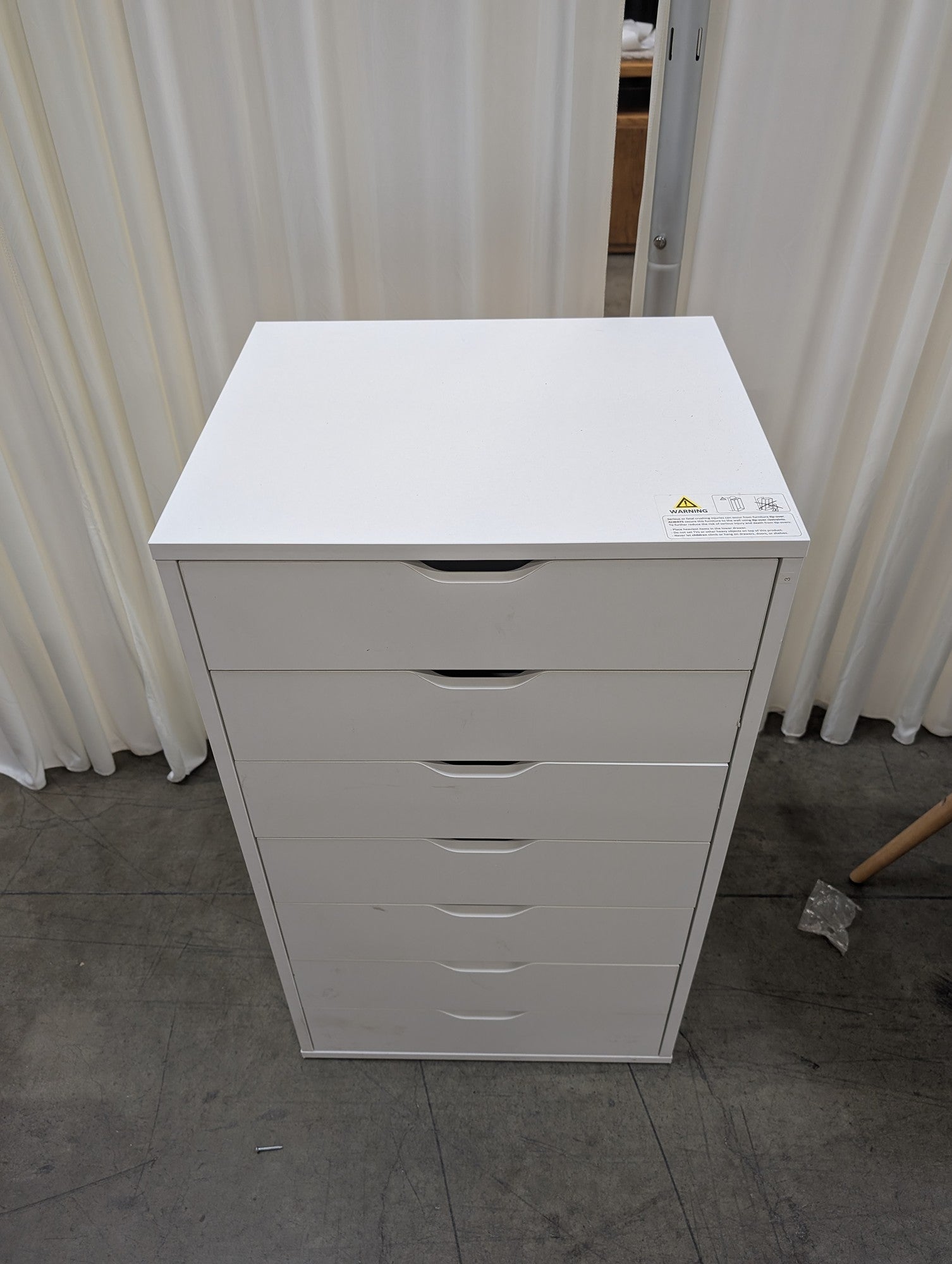 White Six-Drawer Storage Unit with Cut-Out Handles