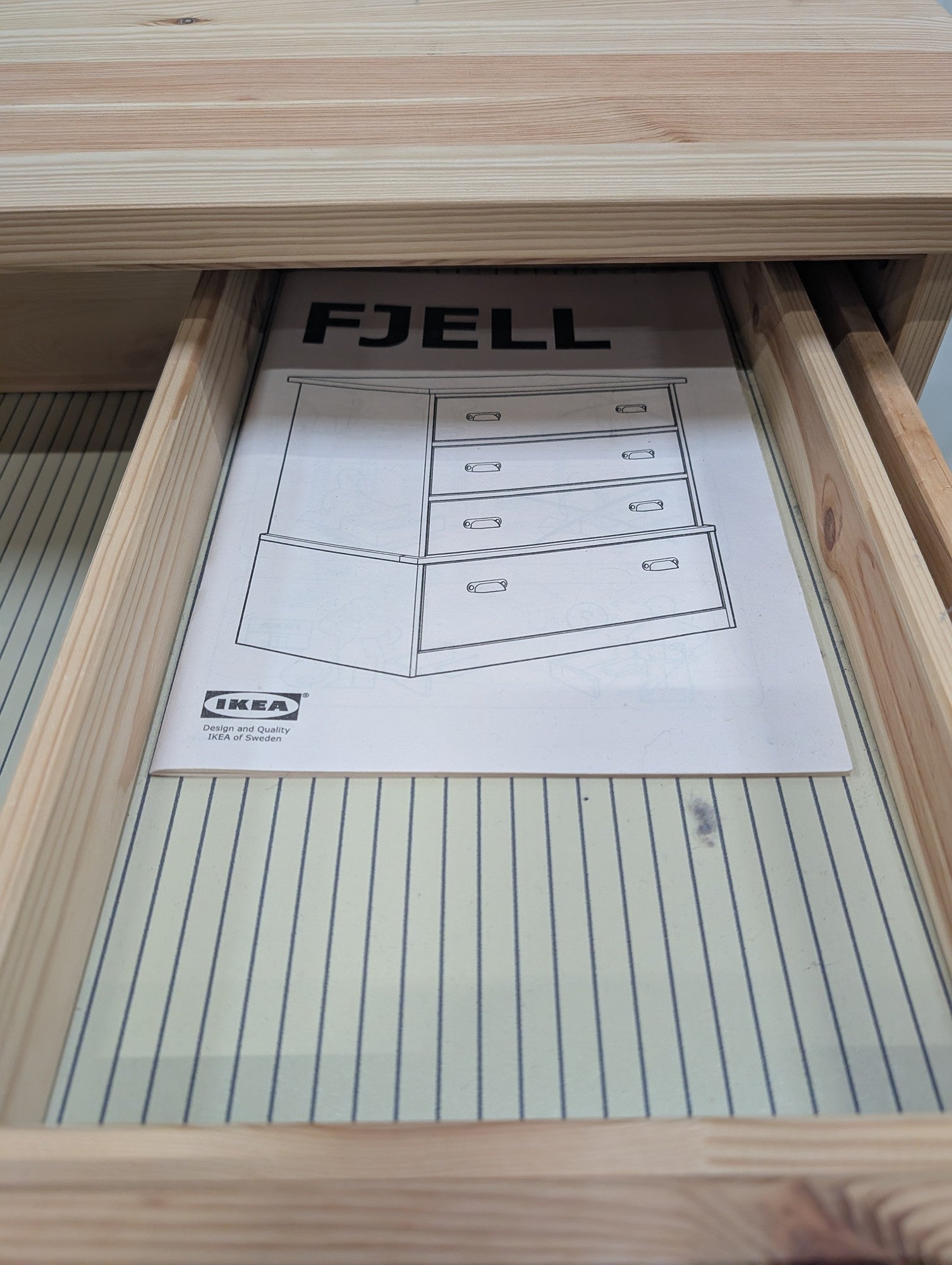 IKEA FJELL Natural Wood Four-Drawer Dresser