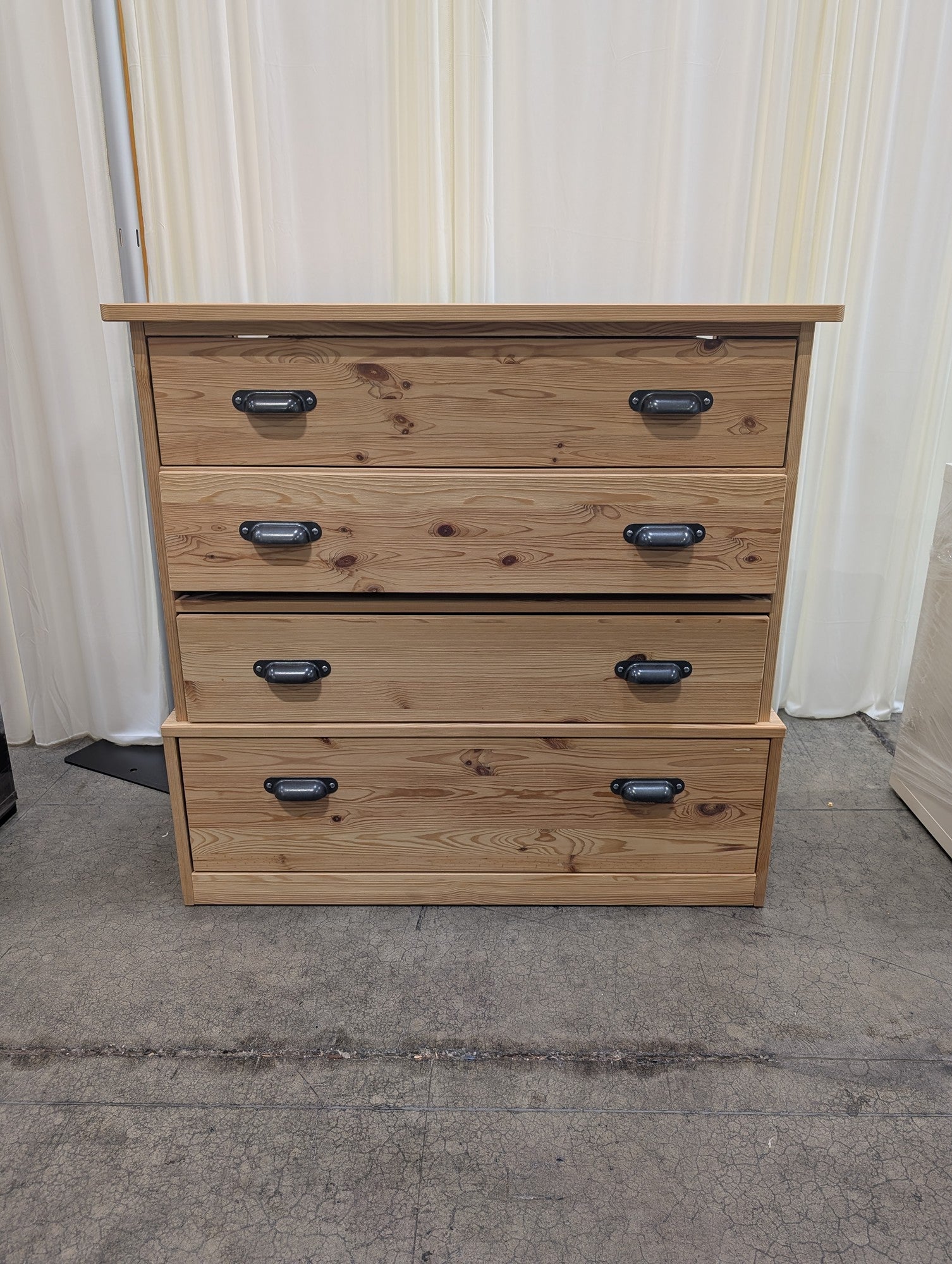 IKEA FJELL Natural Wood Four-Drawer Dresser