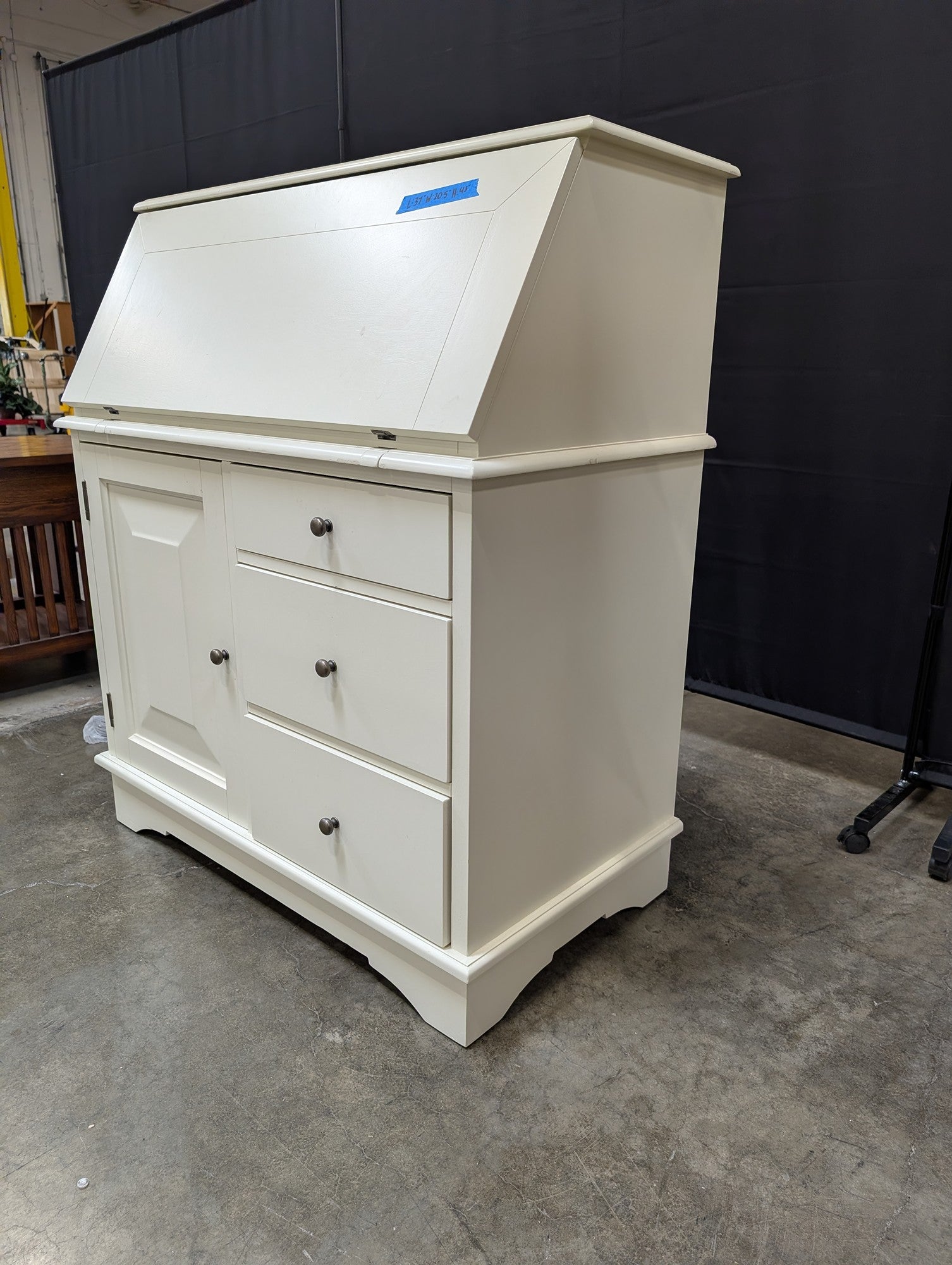 Off-White Wood Secretary Desk with Power