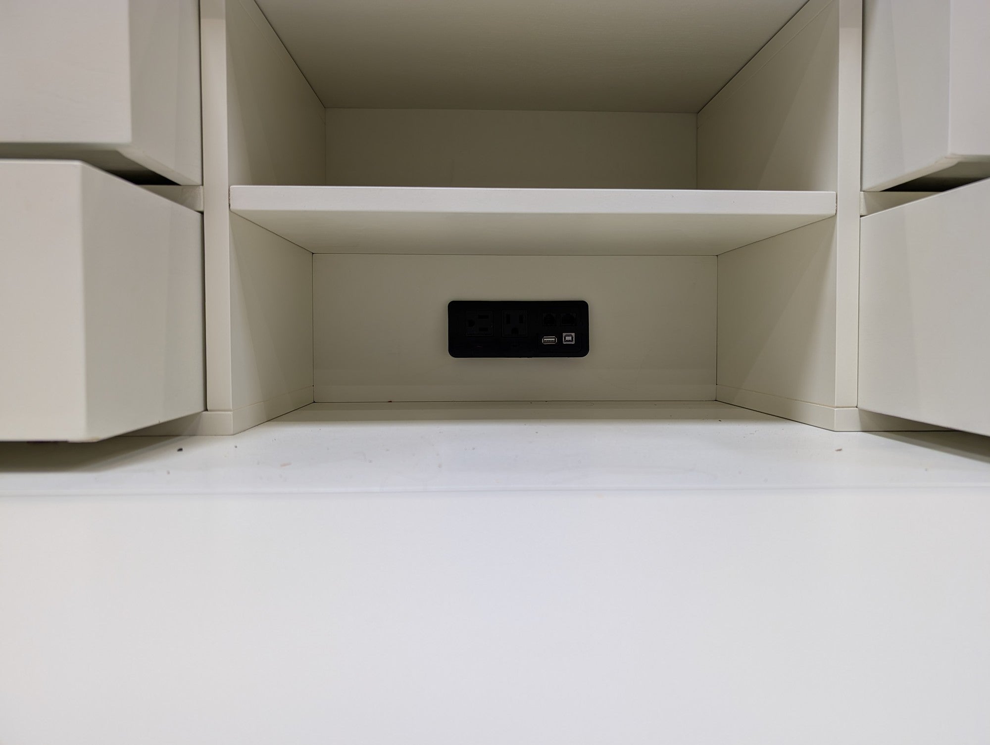 Off-White Wood Secretary Desk with Power