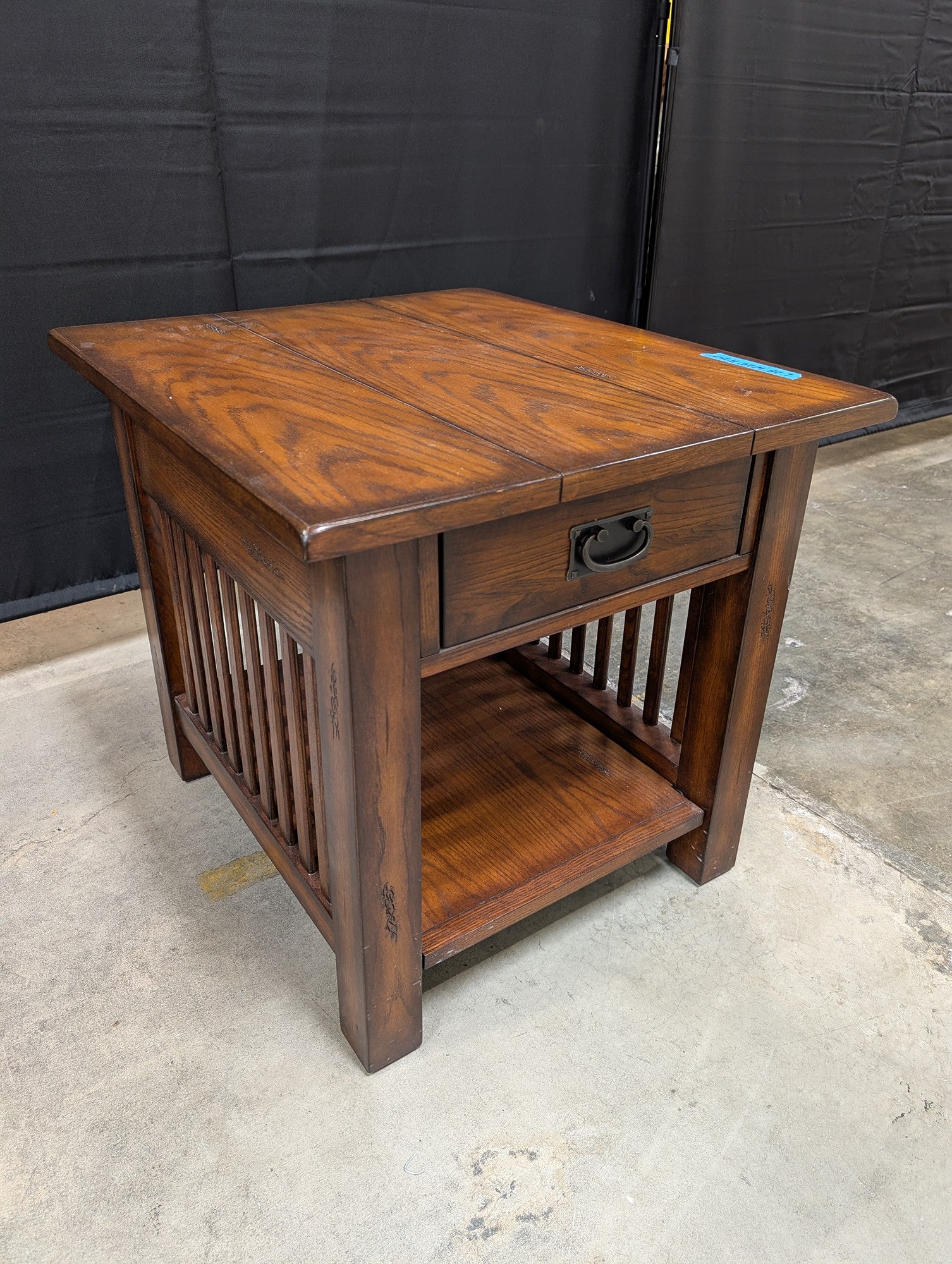 Mission Style Oak End Table with Drawer