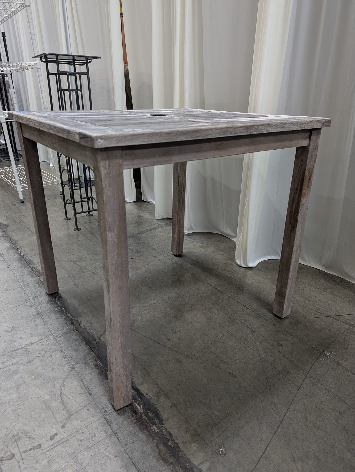 Weathered Grey Wood Patio Dining Table