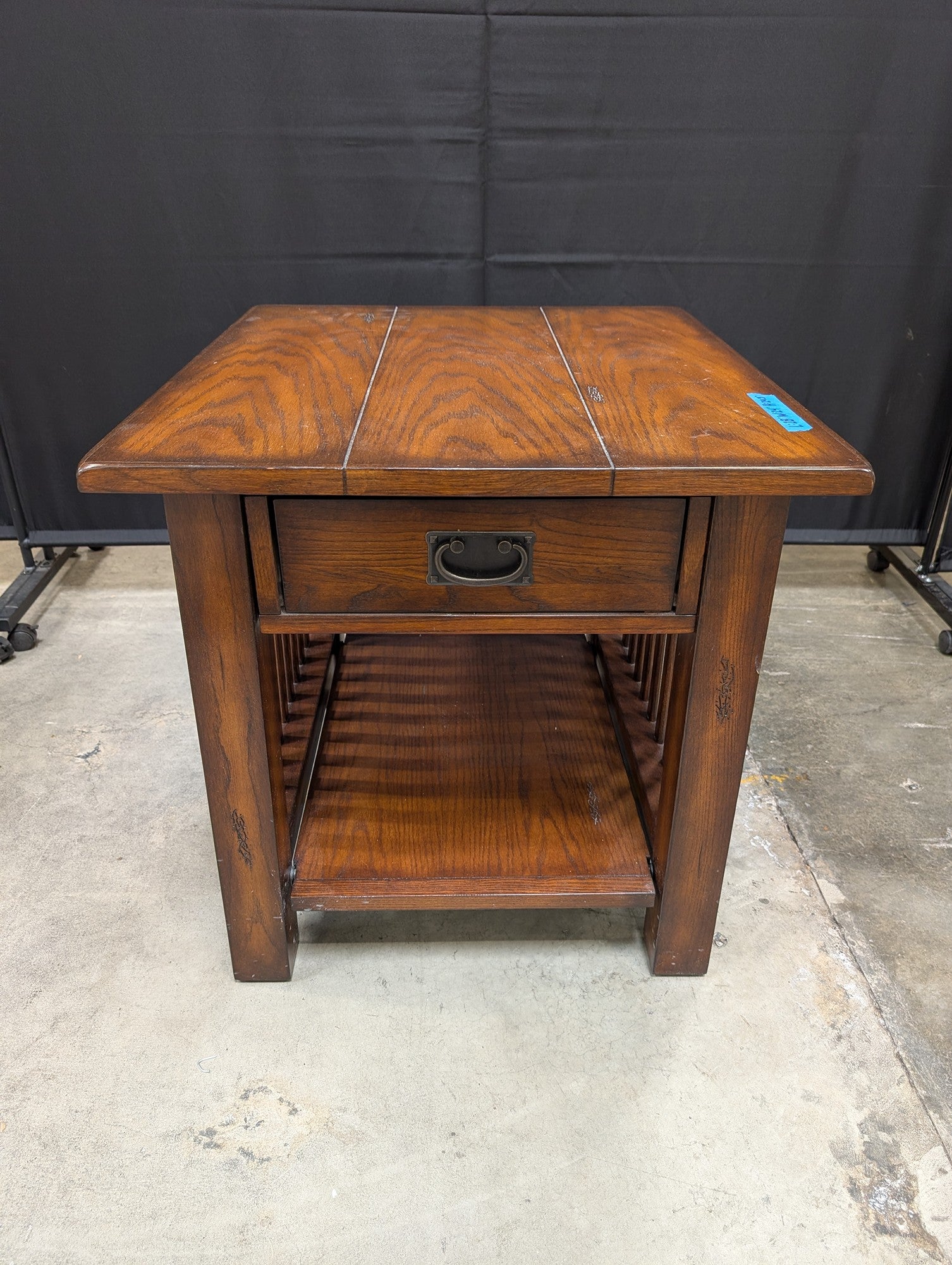 Mission Style Oak End Table with Drawer