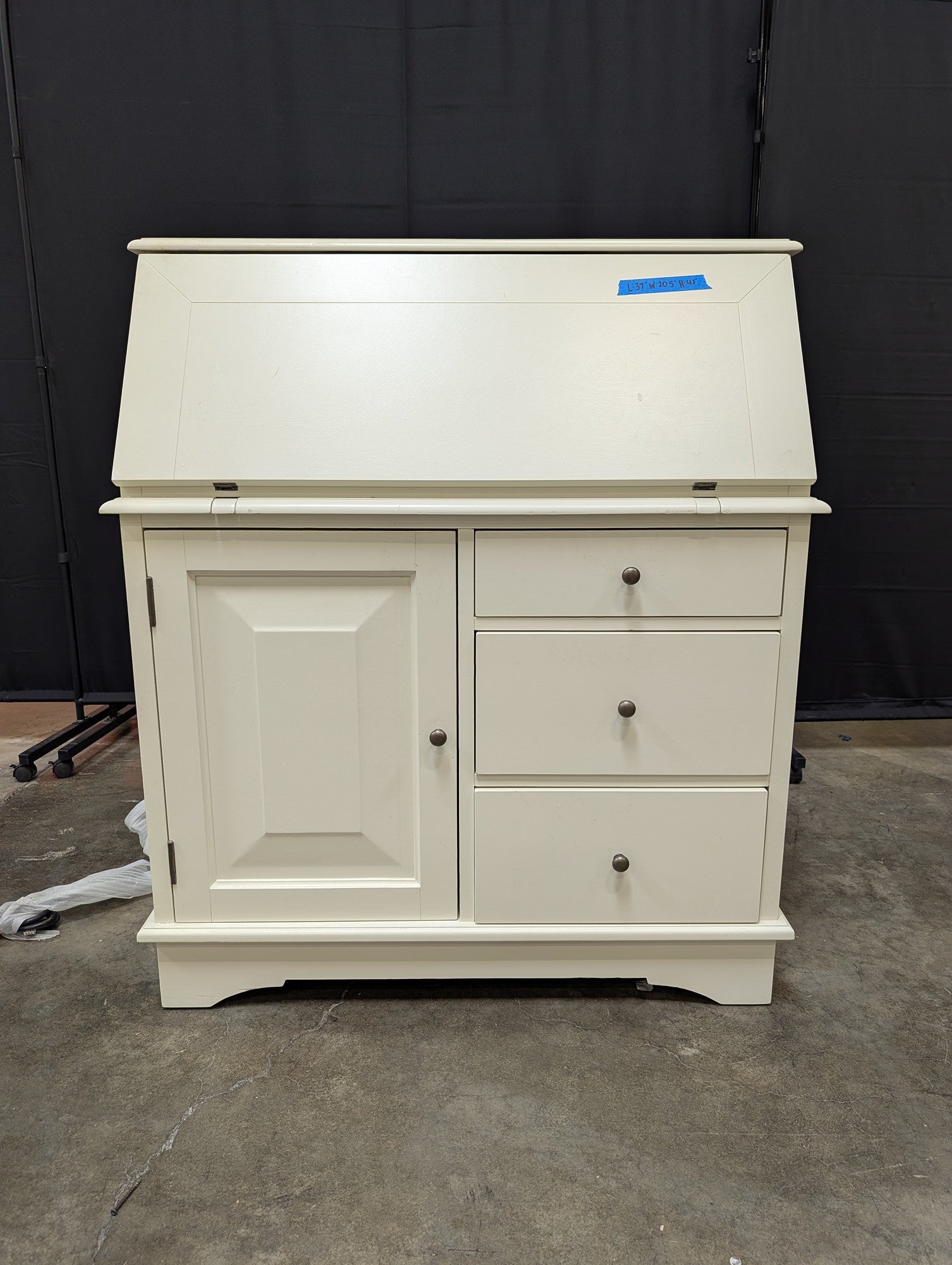 Off-White Wood Secretary Desk with Power
