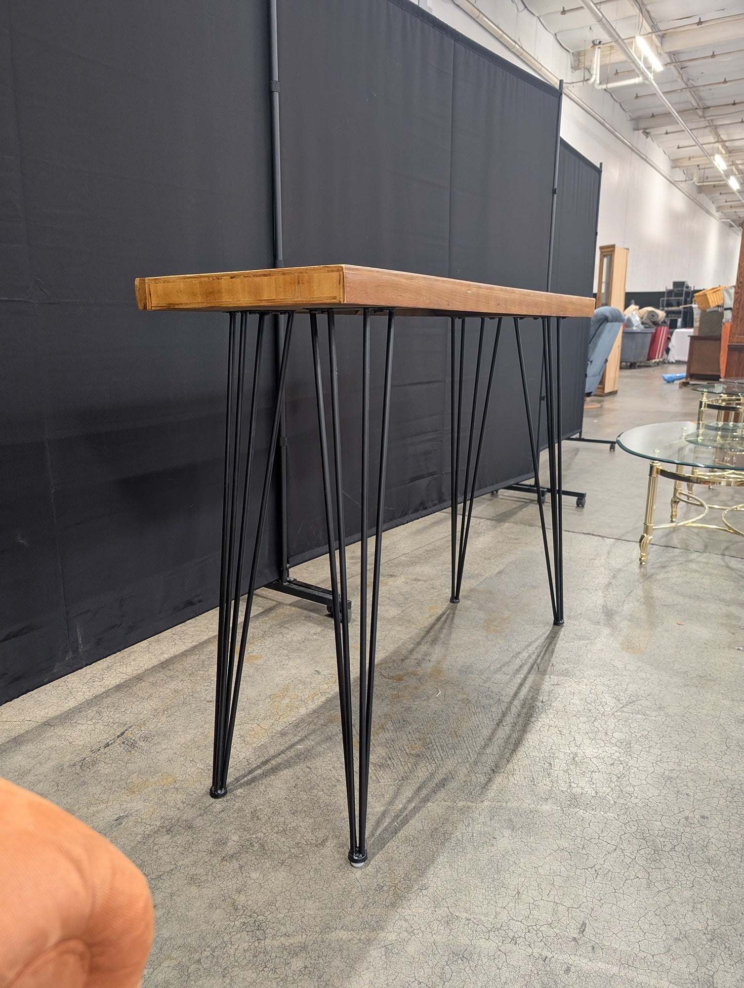 Rustic Wood Slab Console Table with Hairpin Legs