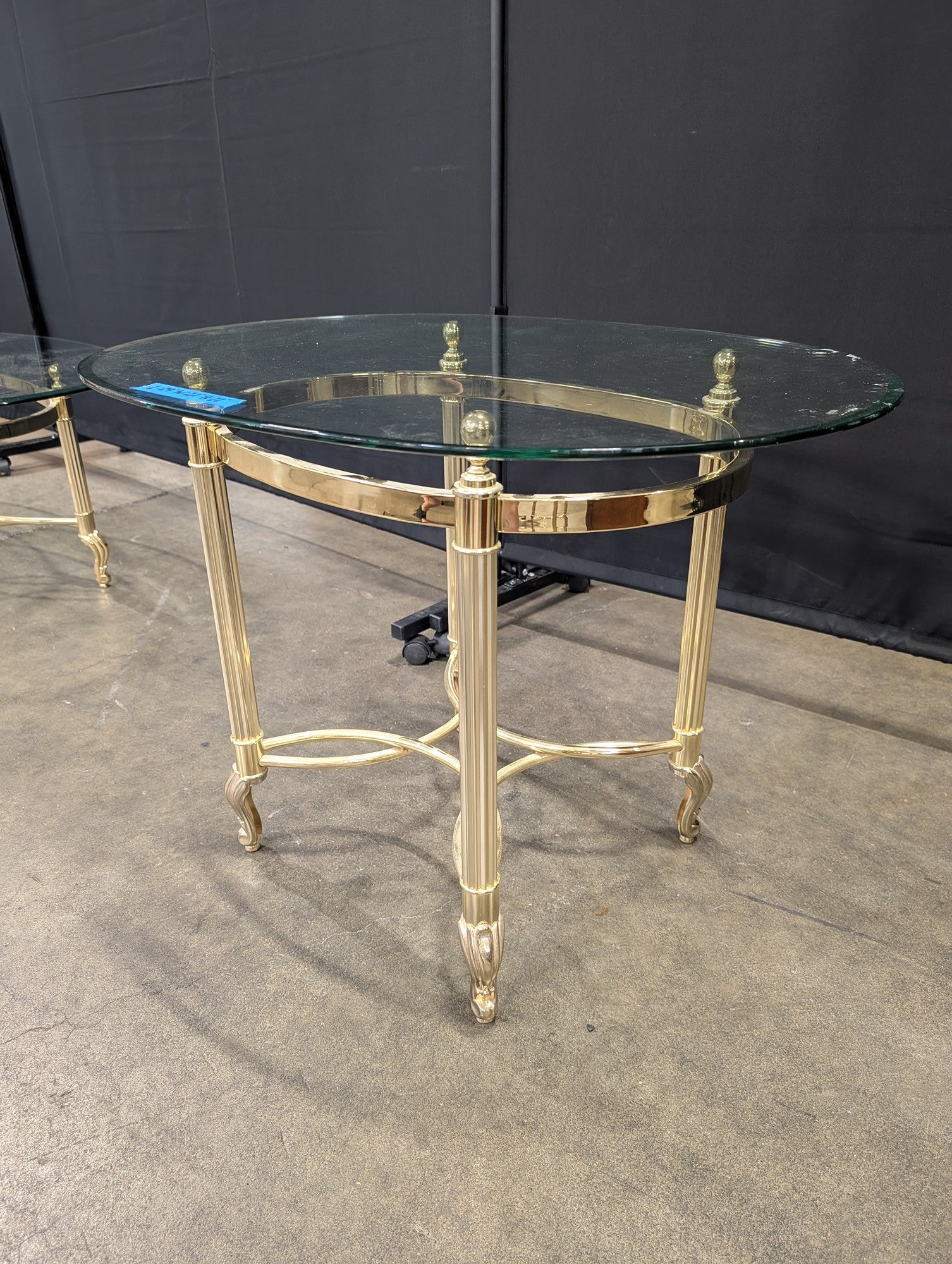 Hollywood Regency Brass End Table with Fluted Legs