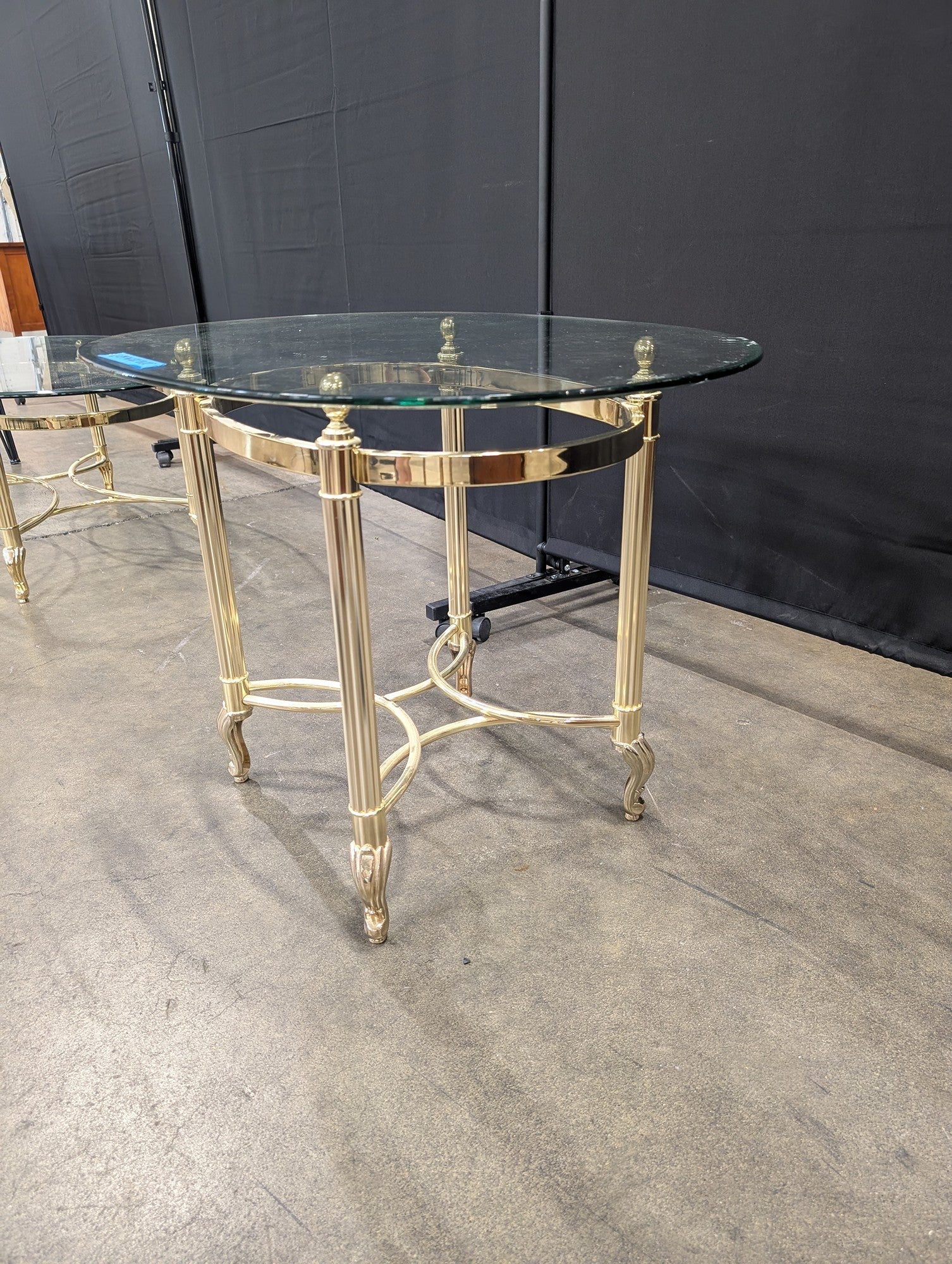 Hollywood Regency Brass End Table with Fluted Legs
