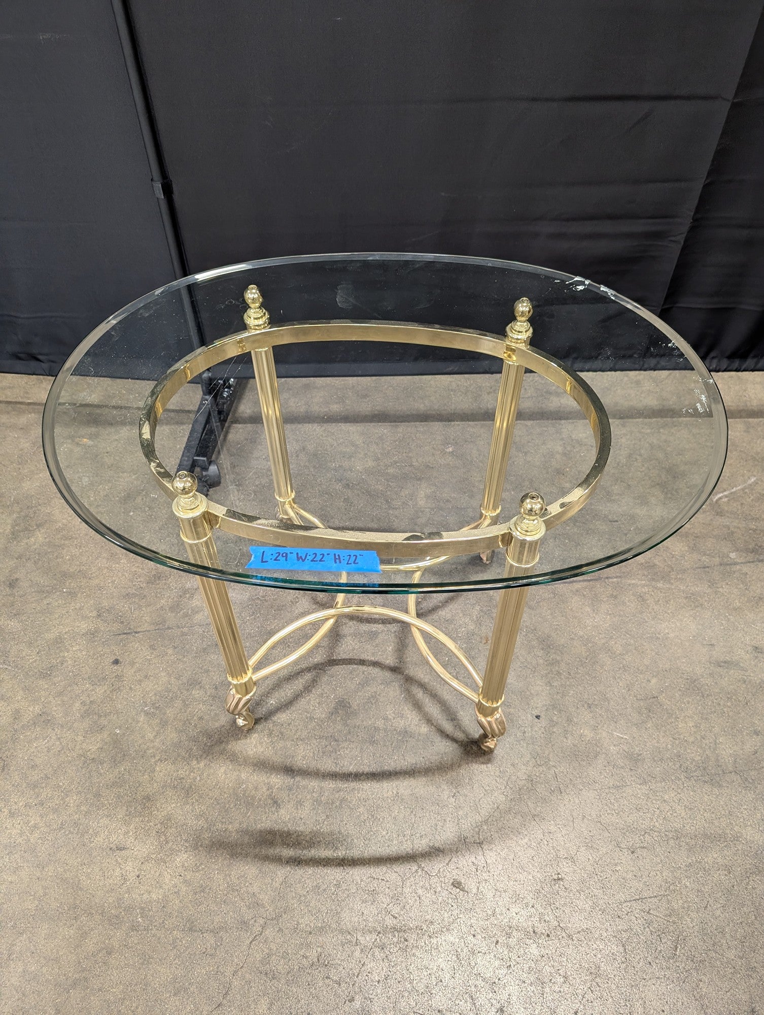 Hollywood Regency Brass End Table with Fluted Legs
