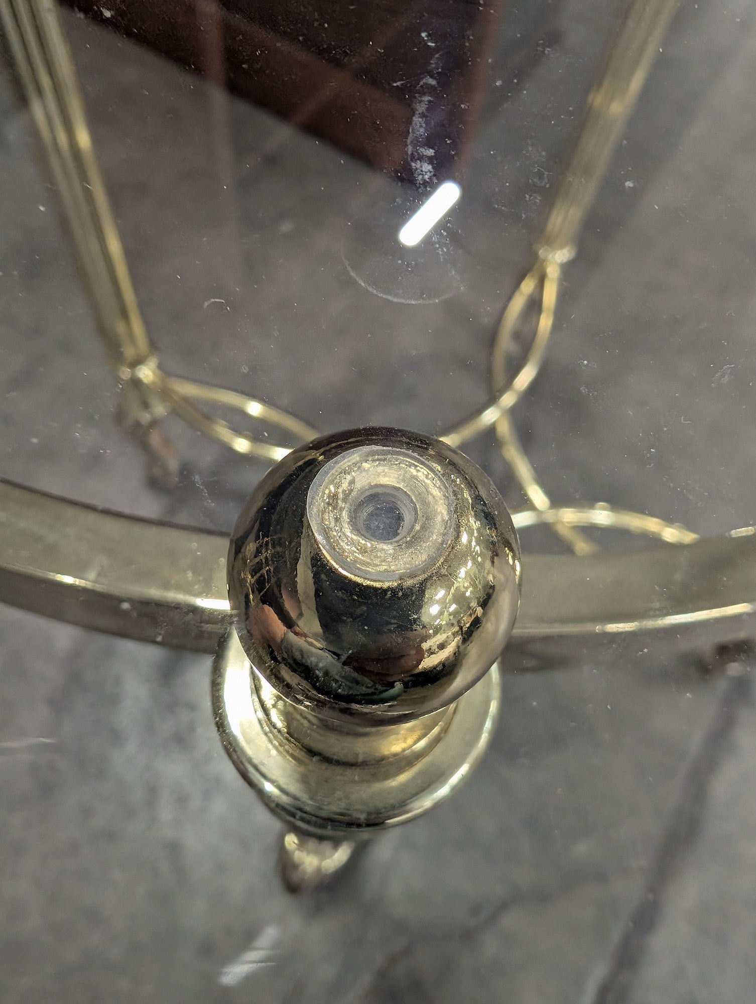 Hollywood Regency Brass End Table with Fluted Legs