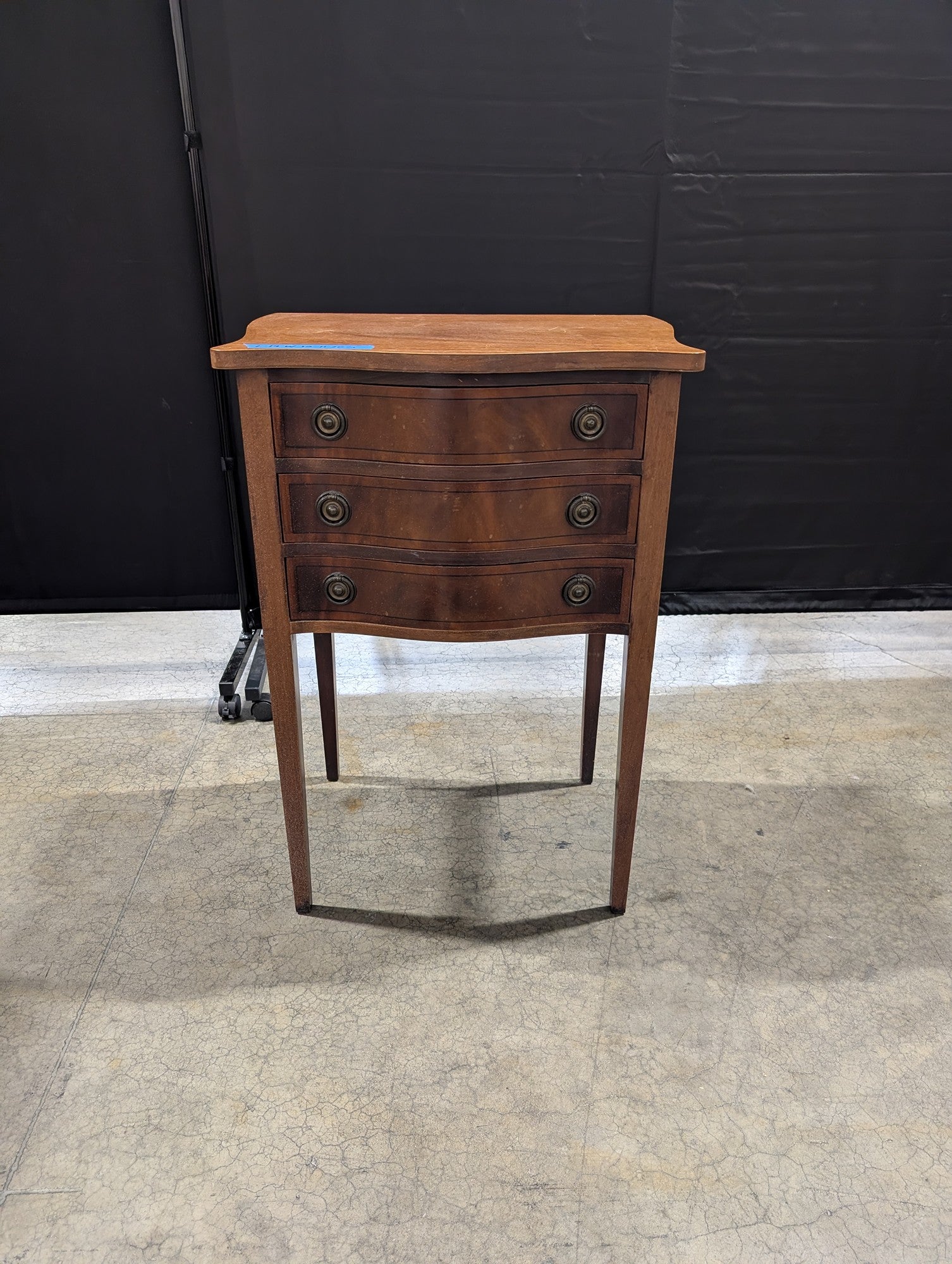 Vintage Three-Drawer Nightstand with Serpentine Front