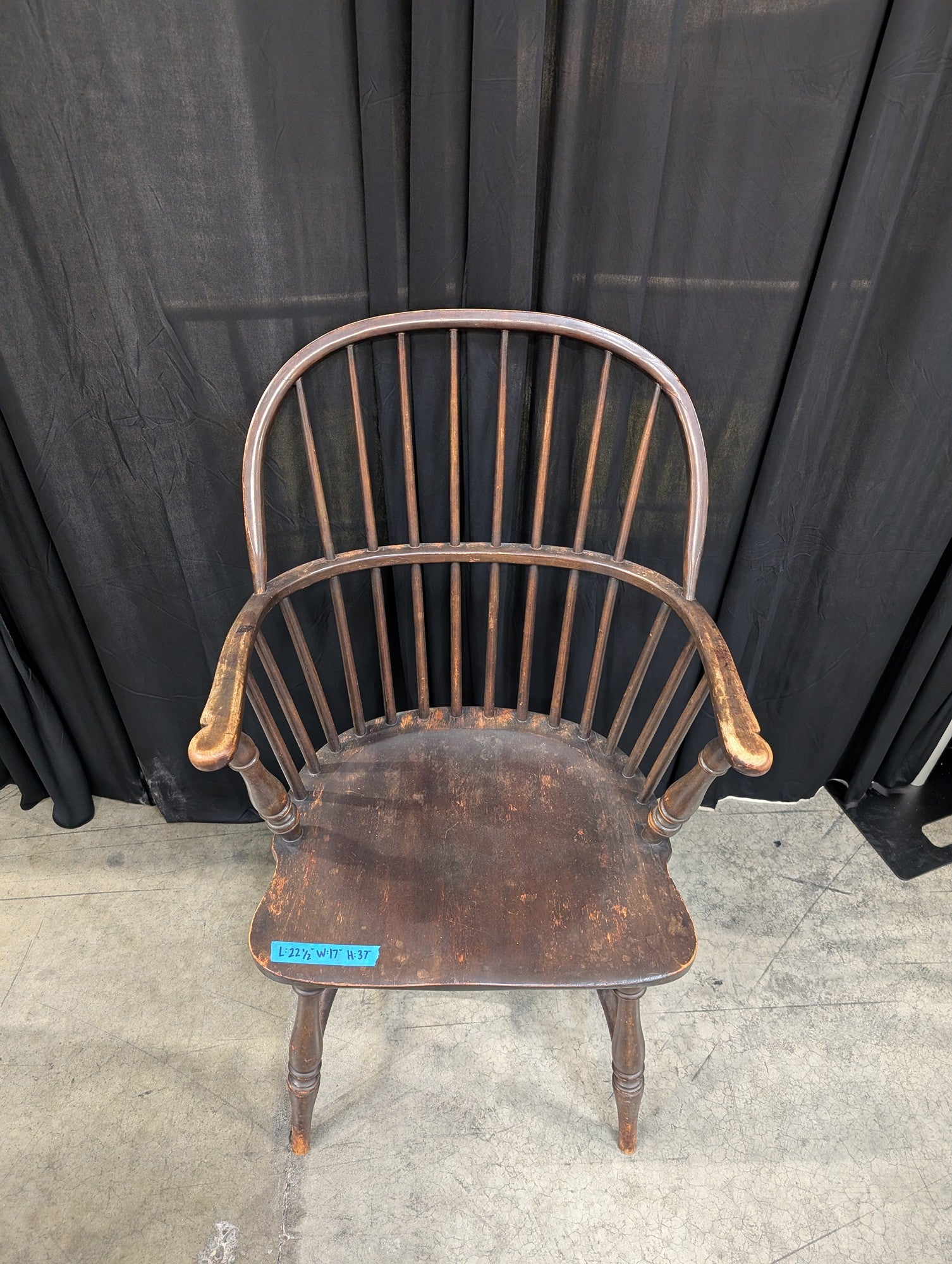 Antique Windsor Wood Chair with Spindle Back