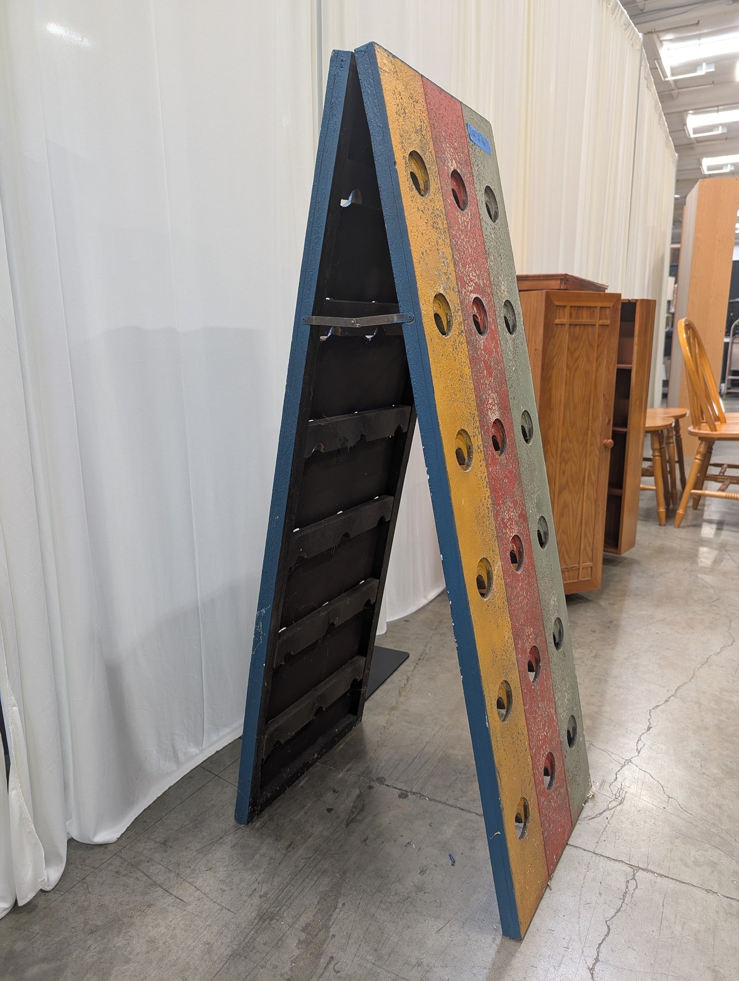 Tri-Color Painted Wooden Wine Rack